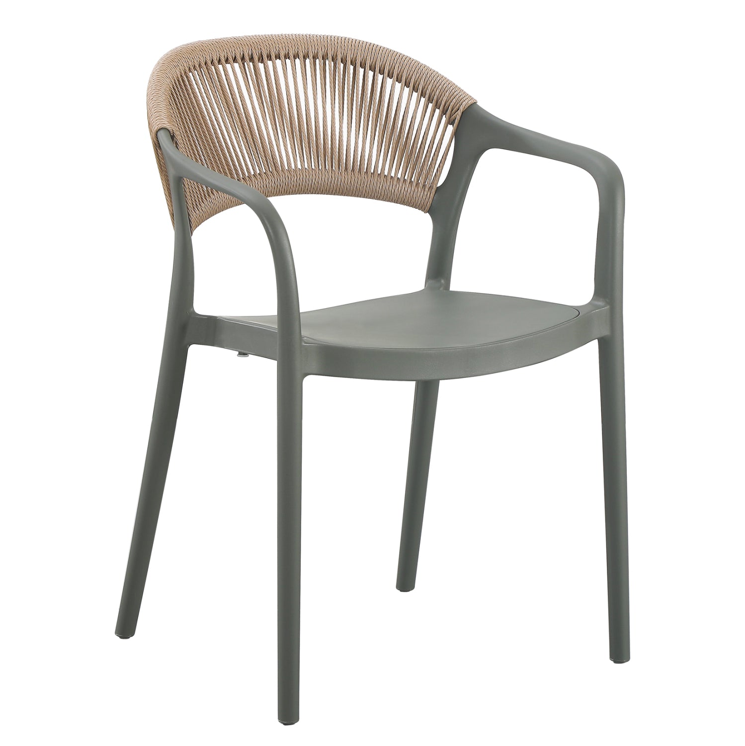 Полипропиленово кресло Еva маслиново зелено--pp бежово въже 56.5x53x80см.