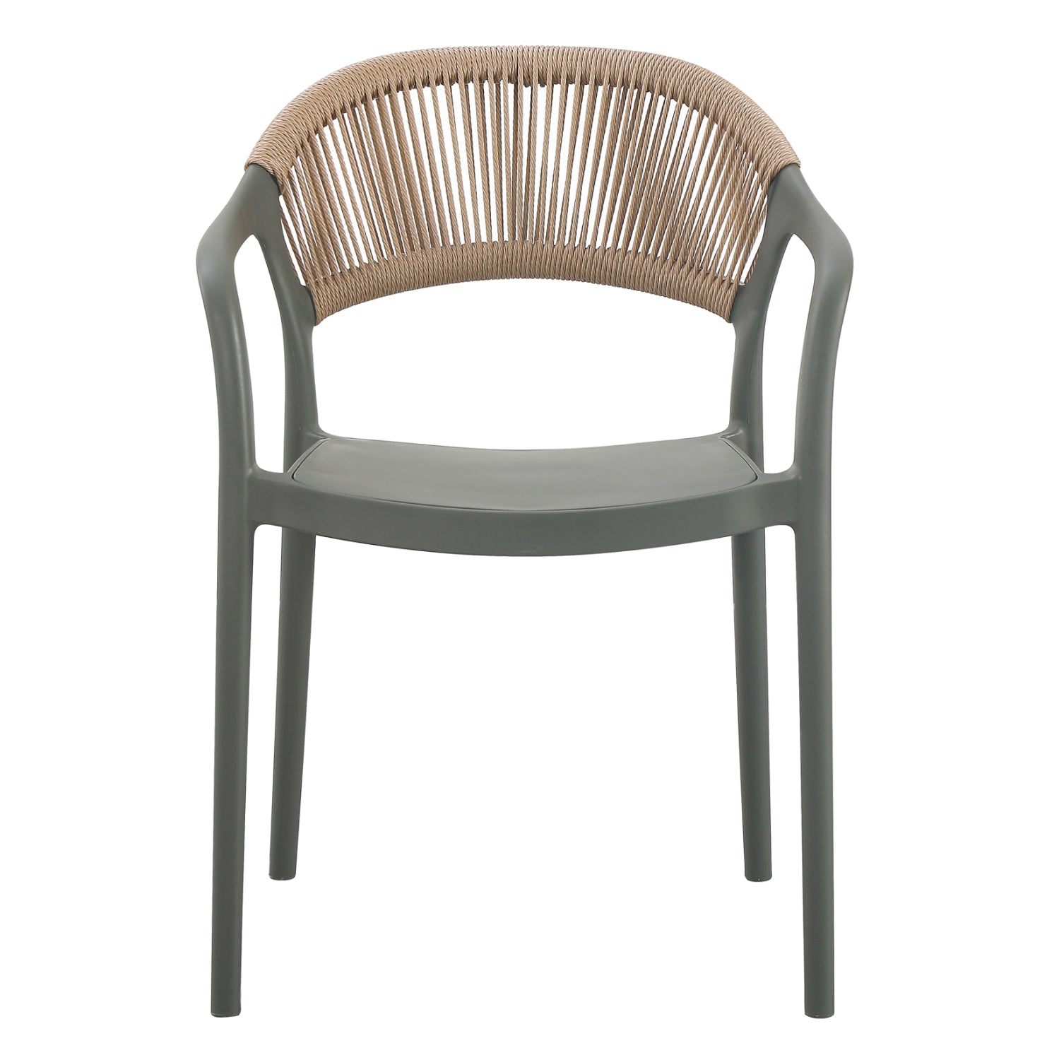 Полипропиленово кресло Еva маслиново зелено--pp бежово въже 56.5x53x80см.