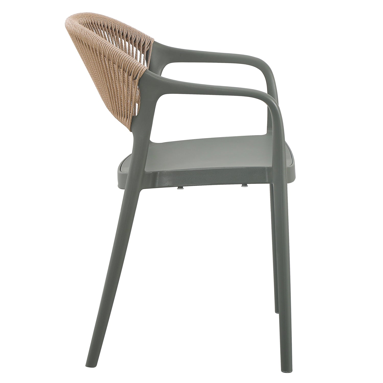 Полипропиленово кресло Еva маслиново зелено--pp бежово въже 56.5x53x80см.