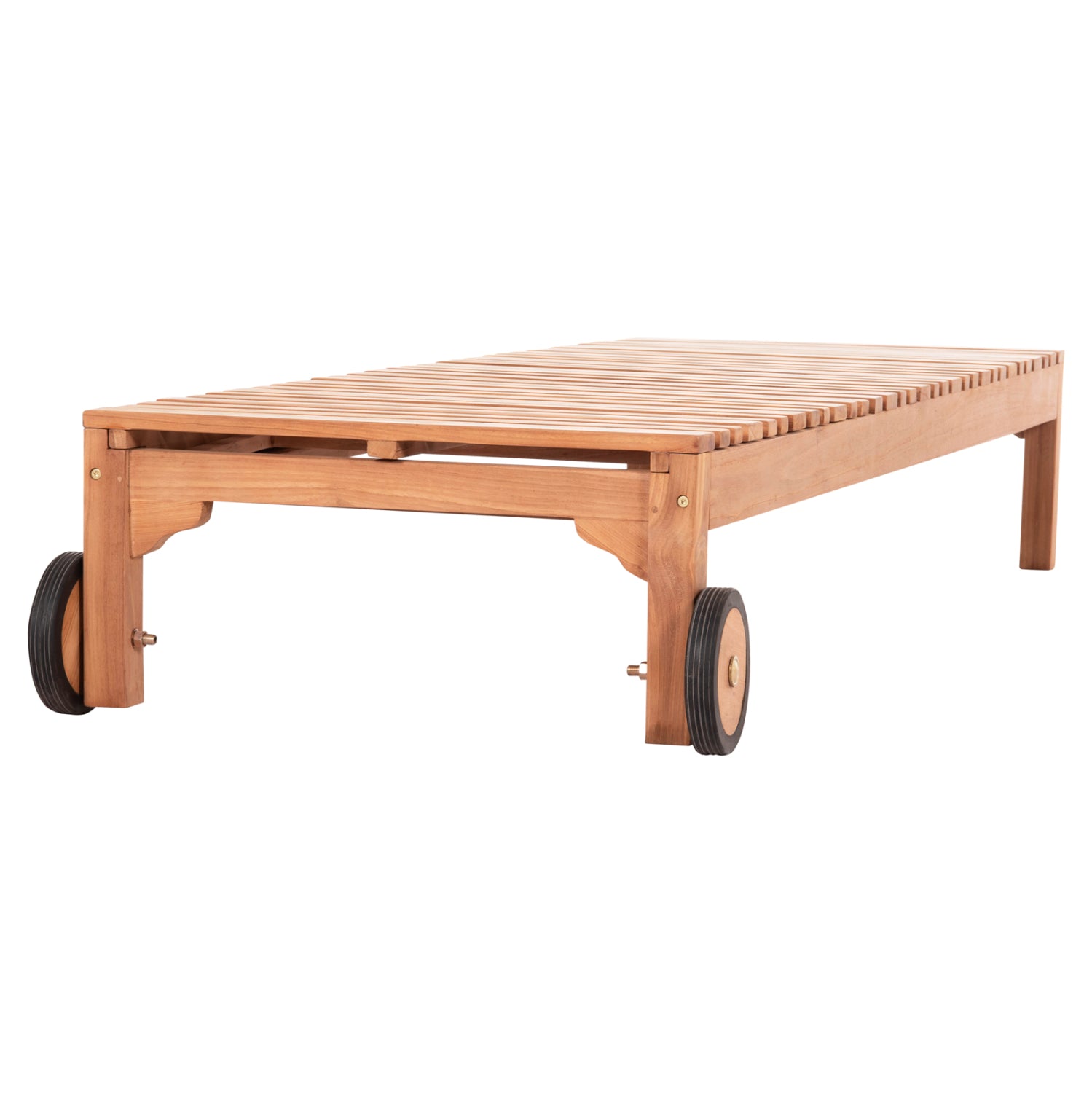 Шезлонг Стелано  с колелца, естествено тиково дърво, 200x65x31см