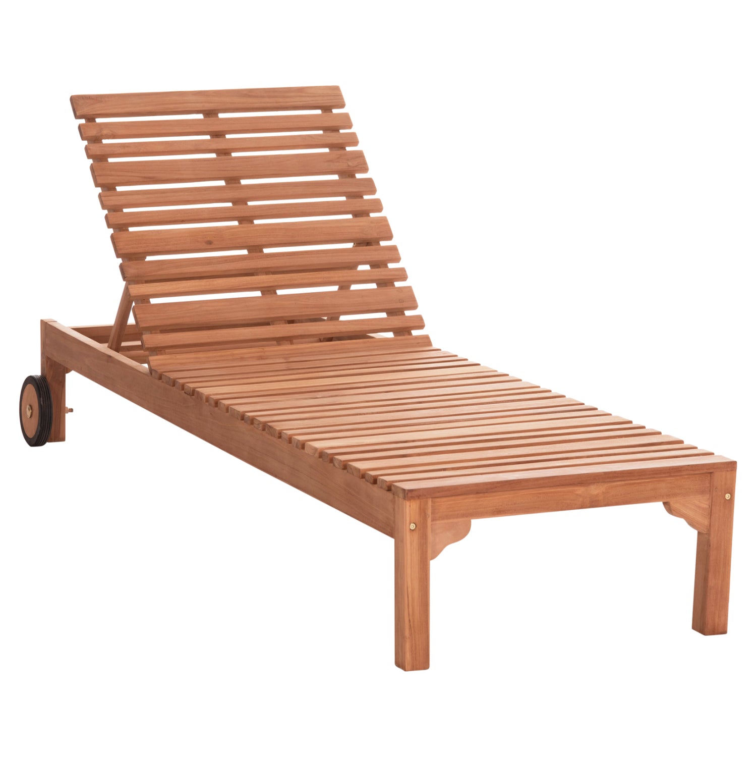 Шезлонг Стелано  с колелца, естествено тиково дърво, 200x65x31см