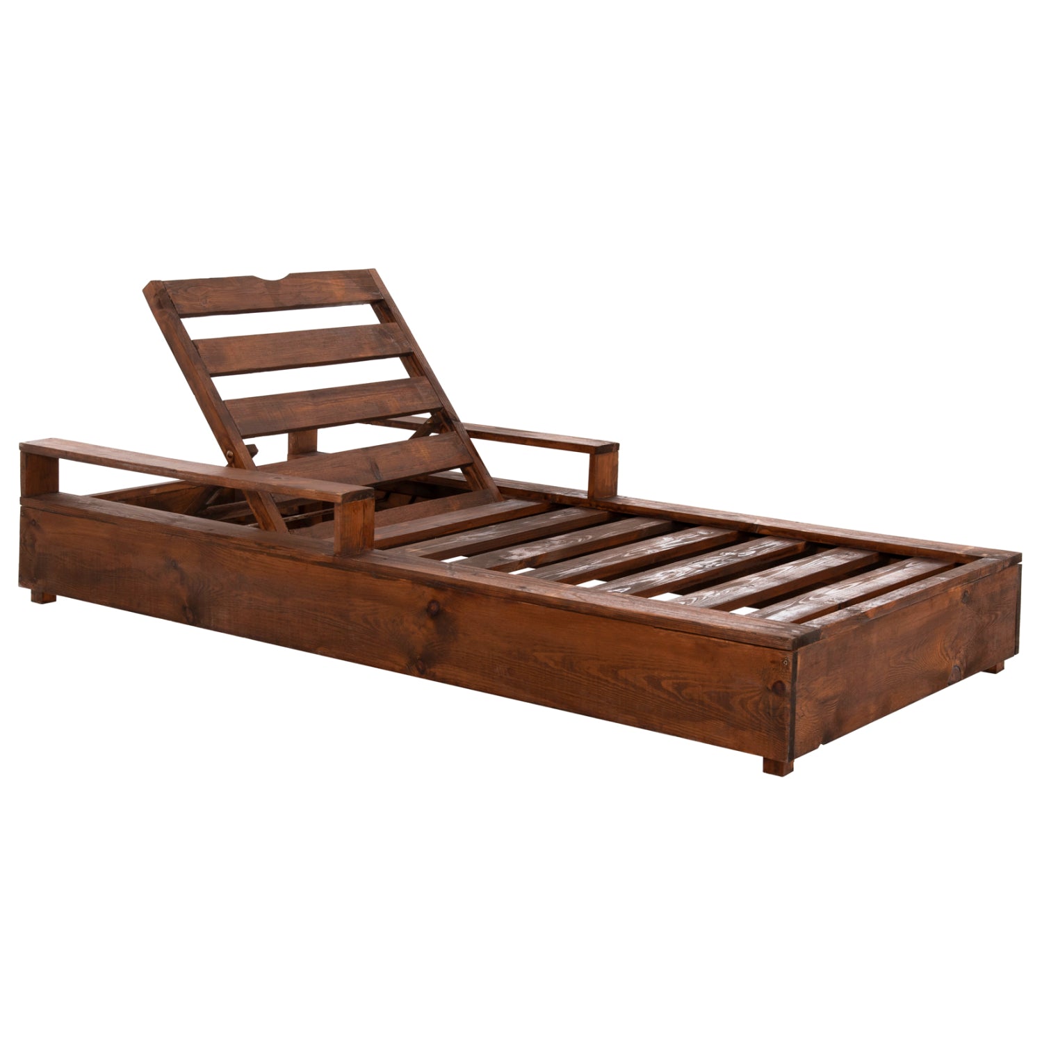 Шезлонг Македония цвят орех /борова дървесина 200x92x23,5-73