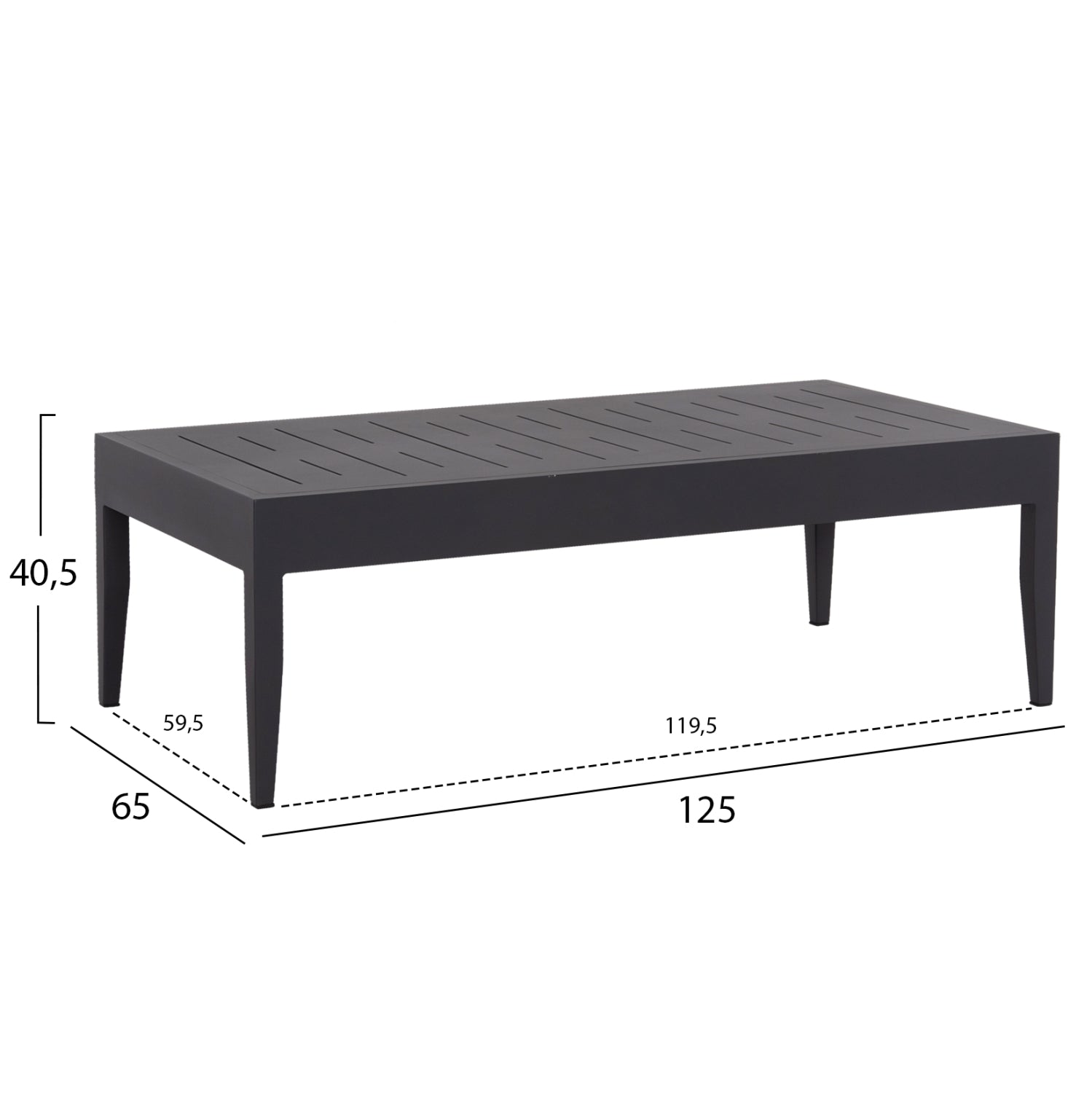 Комплект градински LARRY тъмно сив цвят/алуминий диван с 2 кресла и маса125x65x40,5