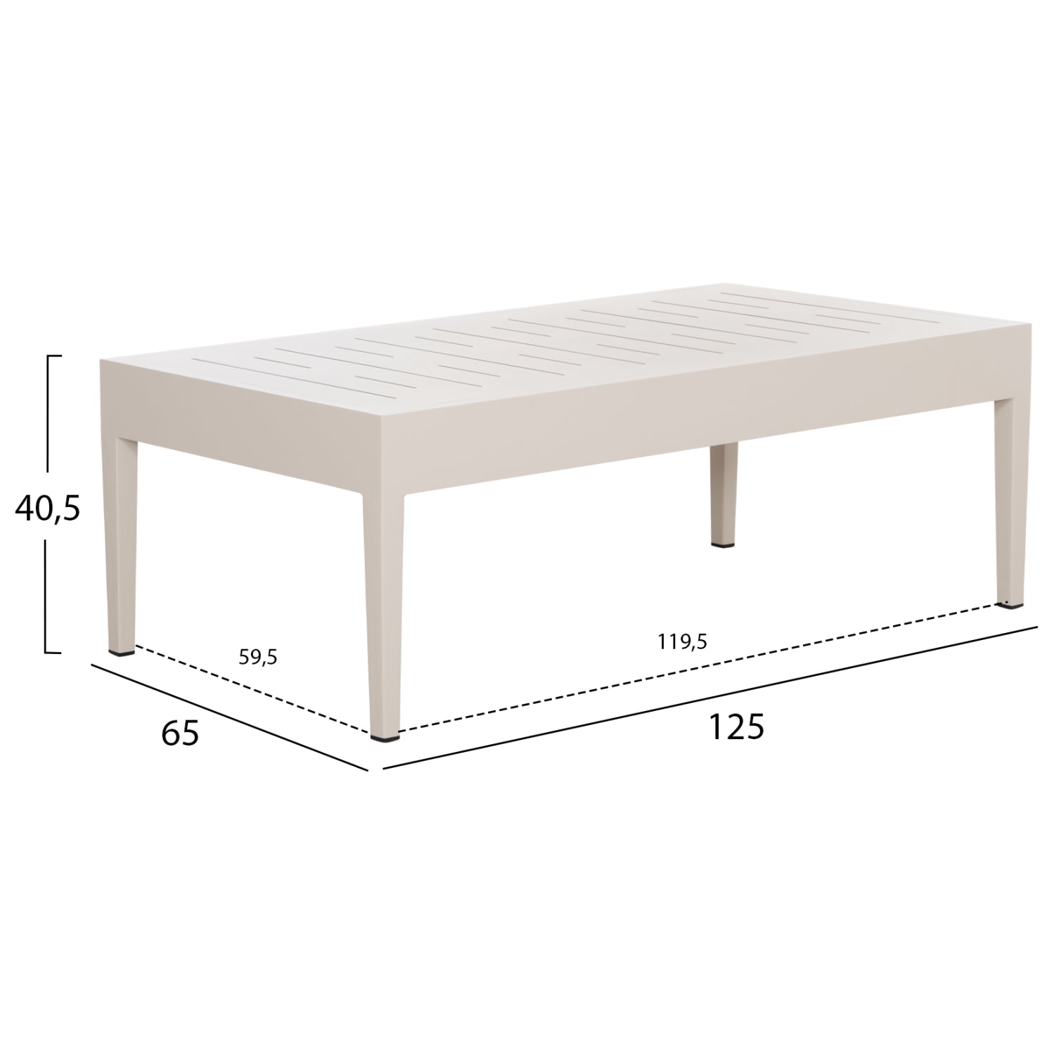 Комплект градински Лари алуминий бежов цвят с маса 125x65x40,5