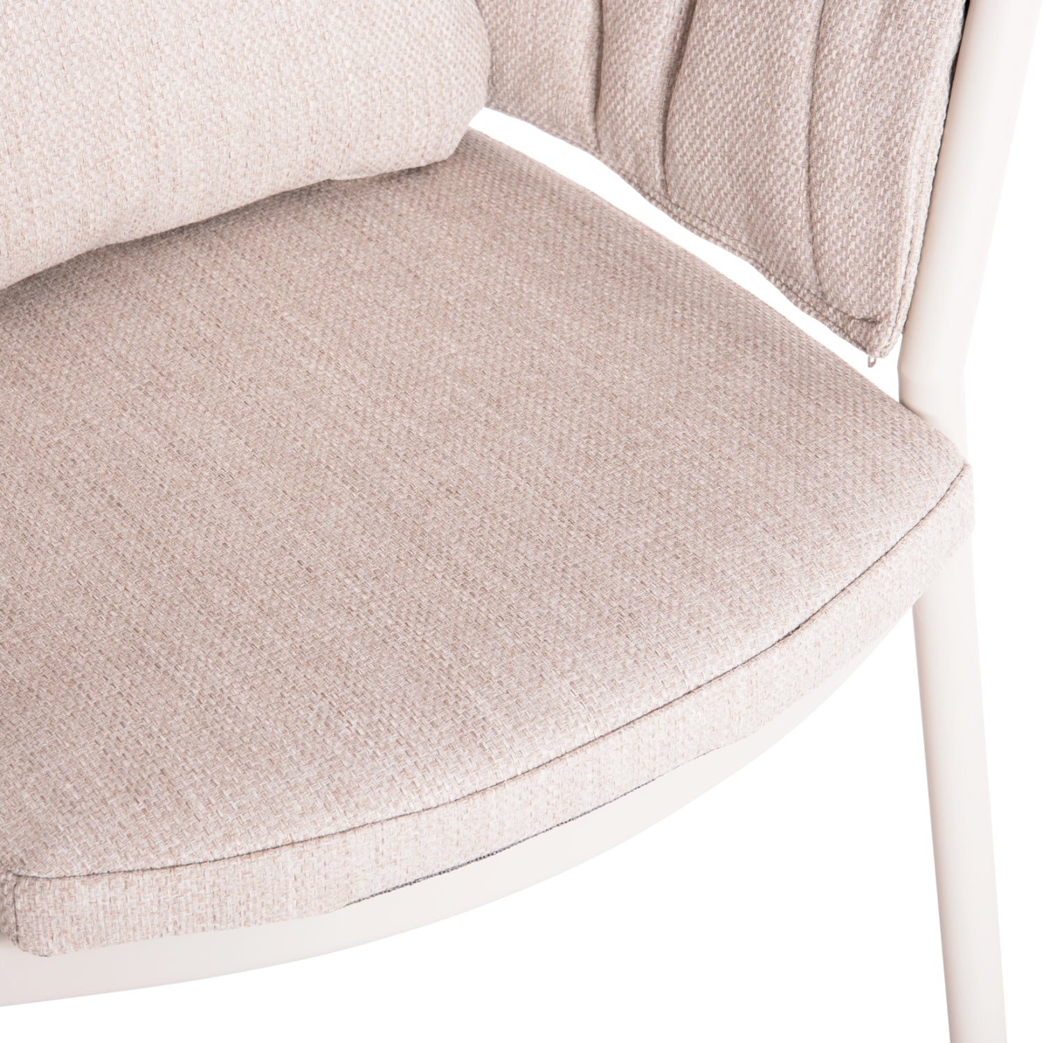 Трапезарен стол Shanks, кремав алуминиев и бежов олефинов плат, 63x60.5x75-77 см