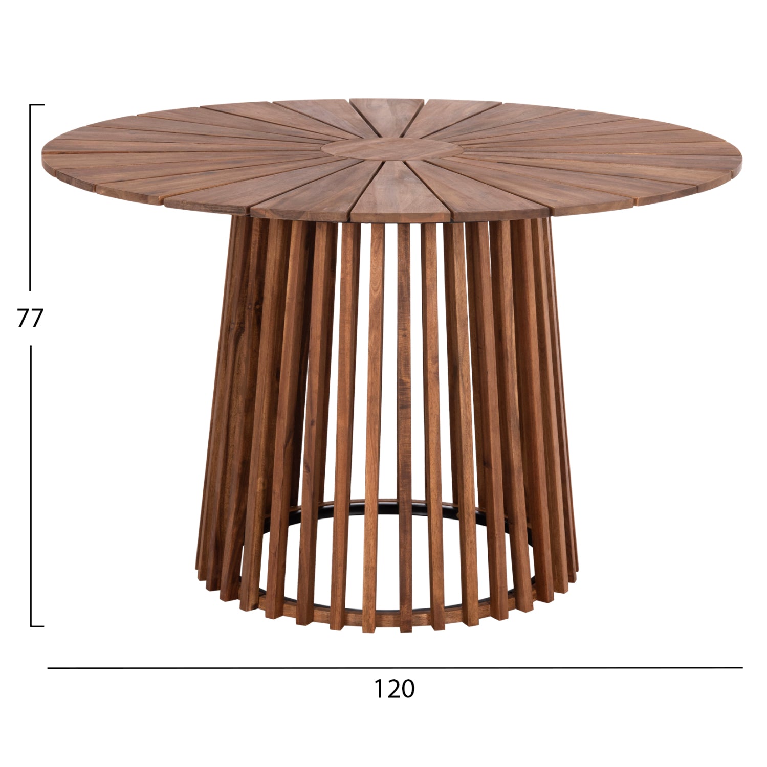 Трапезна маса CRISTOBAL Φ120см - Акациево дърво с метални крака