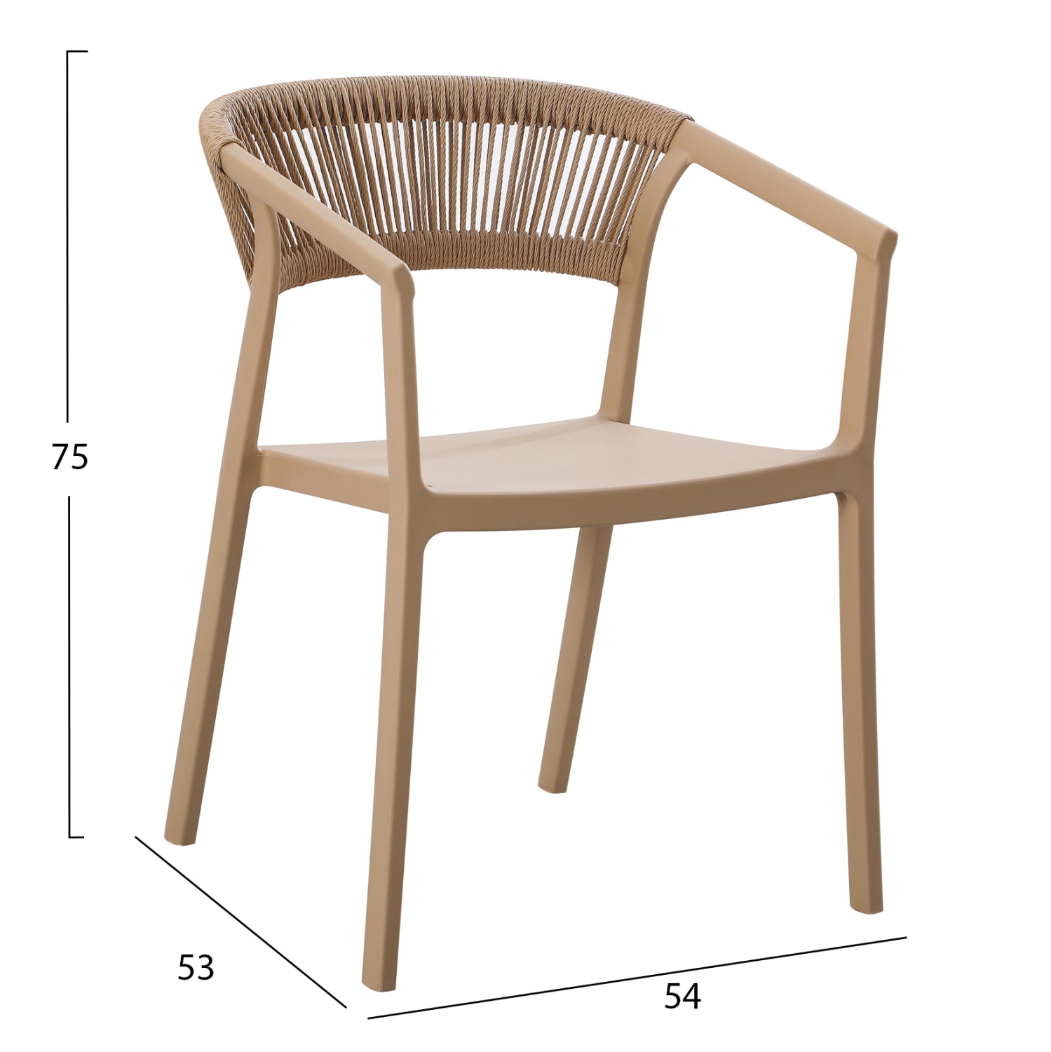 Градински стол  BOGI  цвят капучино  55х53,5х74см