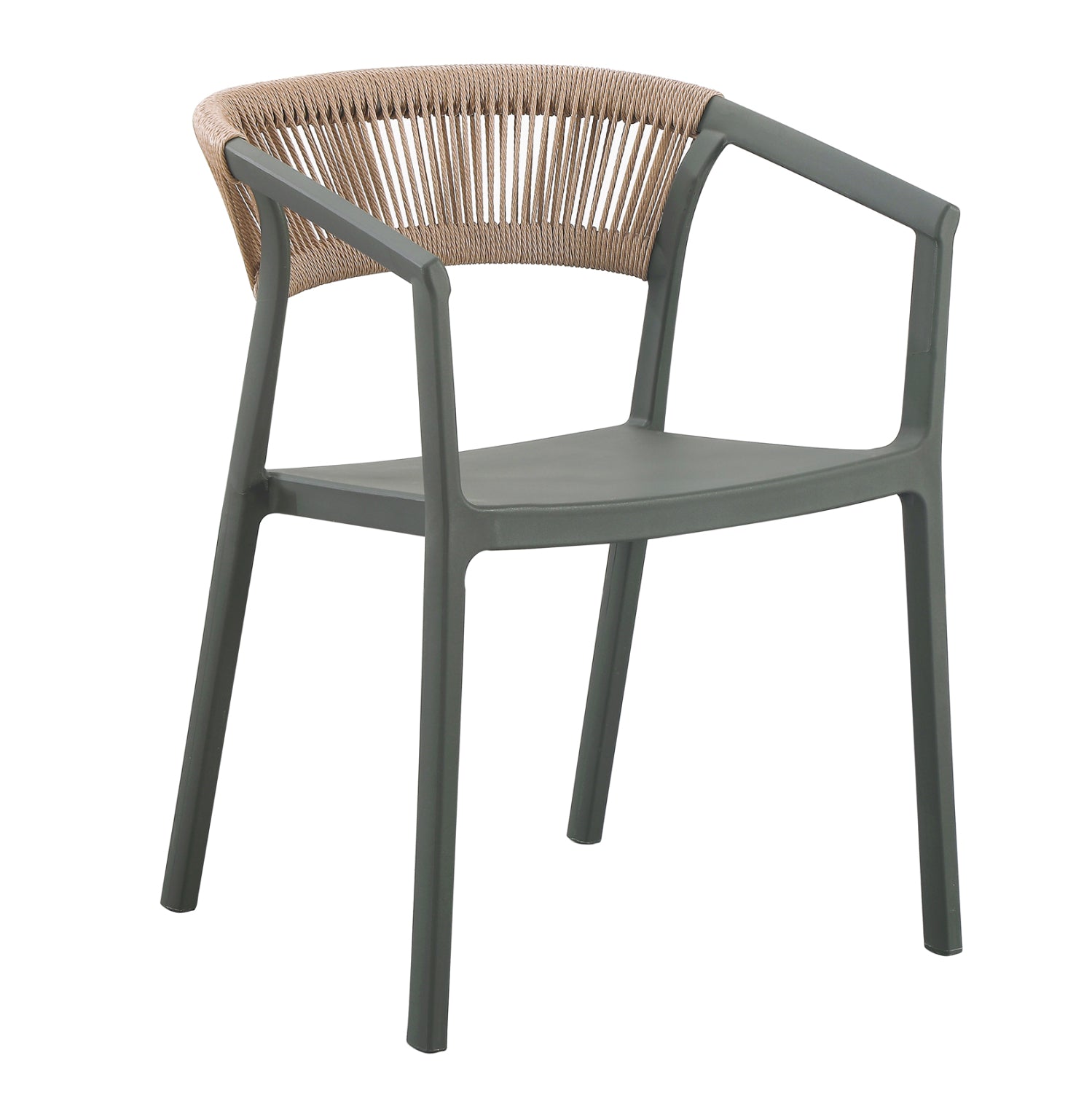 Полипропиленов  стол BOGI  маслинено зелен - pp бежово въже 56.5x53x80см