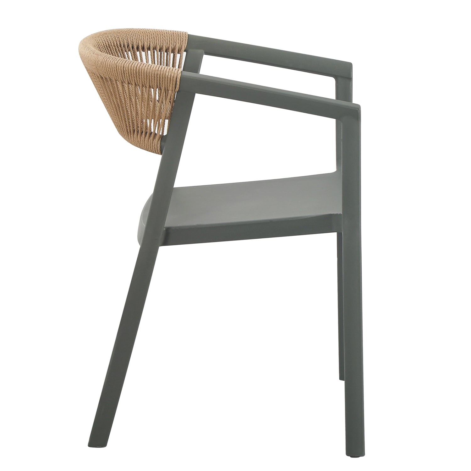 Полипропиленов  стол BOGI  маслинено зелен - pp бежово въже 56.5x53x80см