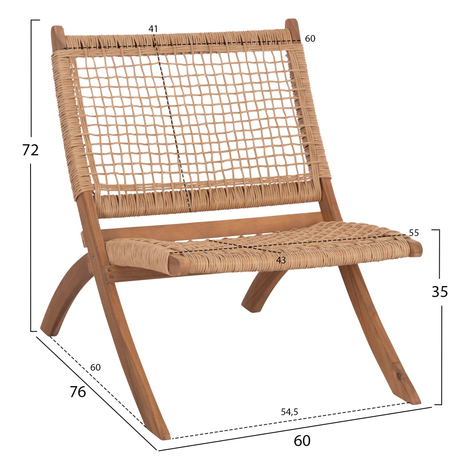 Сгъваем стол FERMO  натурал 78x60x73см