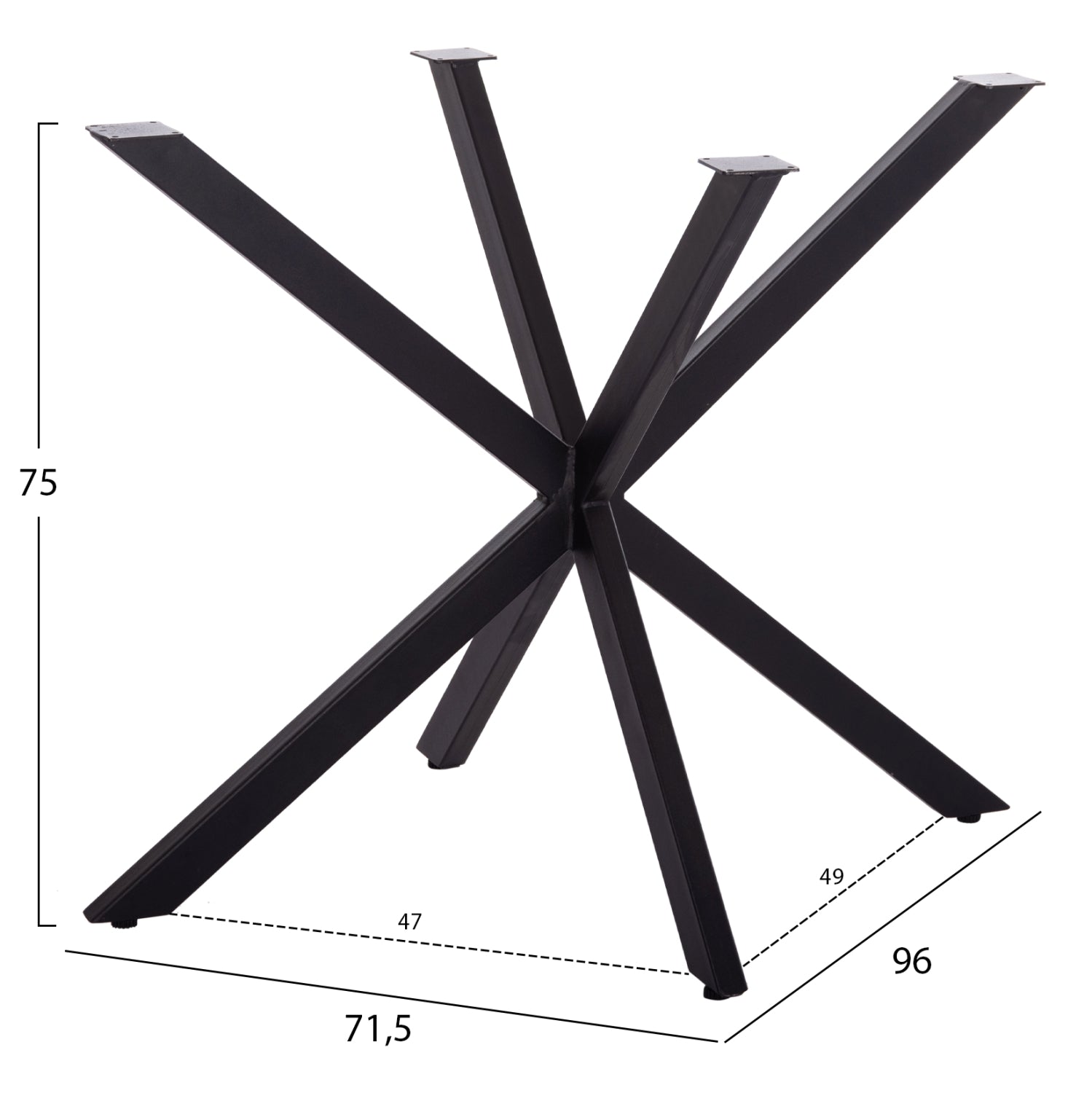 Основа  за маса 6255/черна метална 96x71.5x75