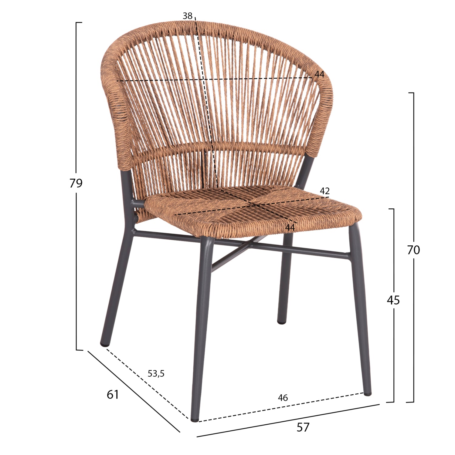 Стол  LYNN цвят антрацит-натурал 56x59x81