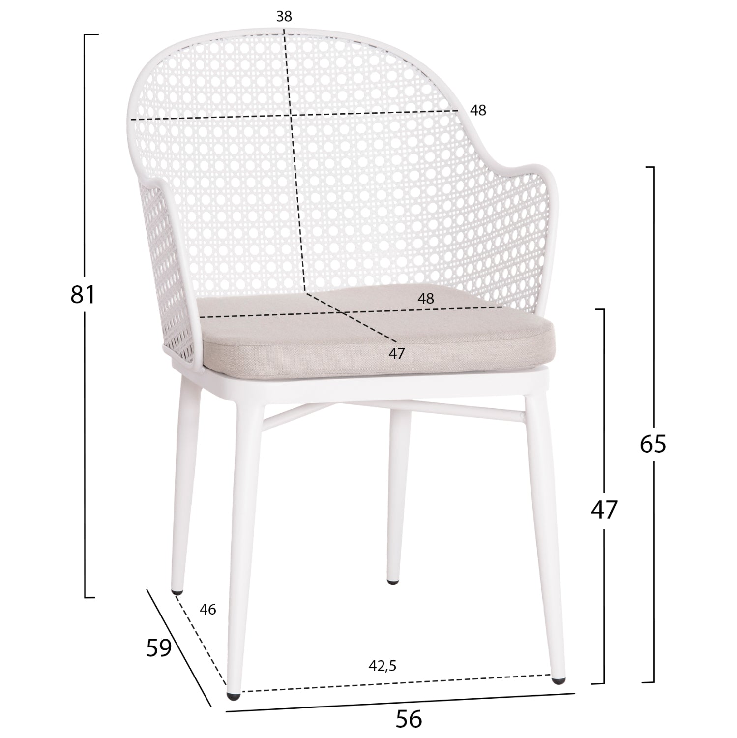 Кресло OREGO  цвят бял-светло сив  56x59x81