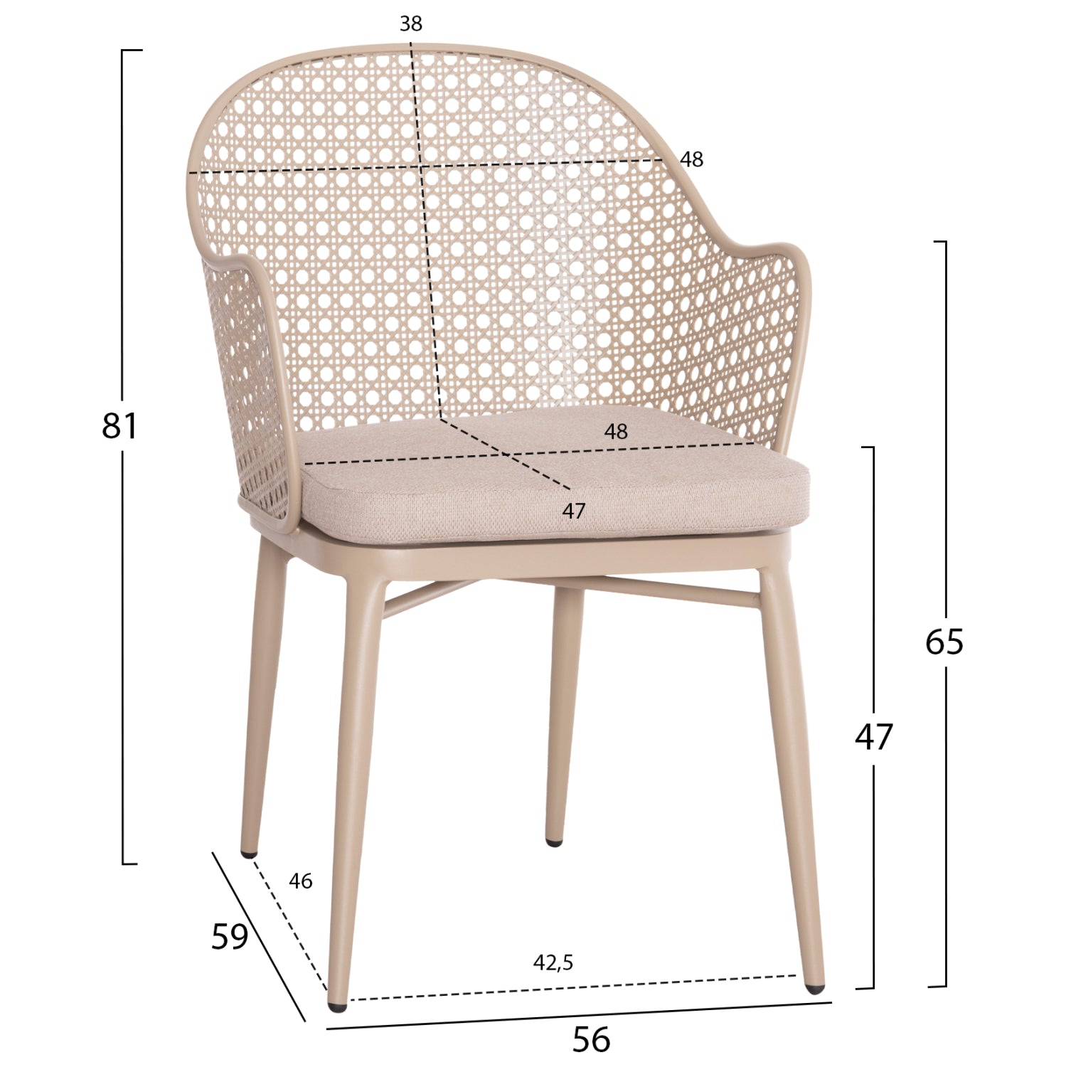 Кресло OREGO  цвят капучино 56x59x81