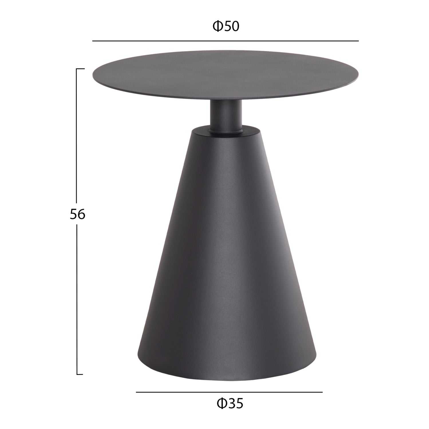 Помощна маса Сара тъмно сив цвят алуминий  Φ50x56