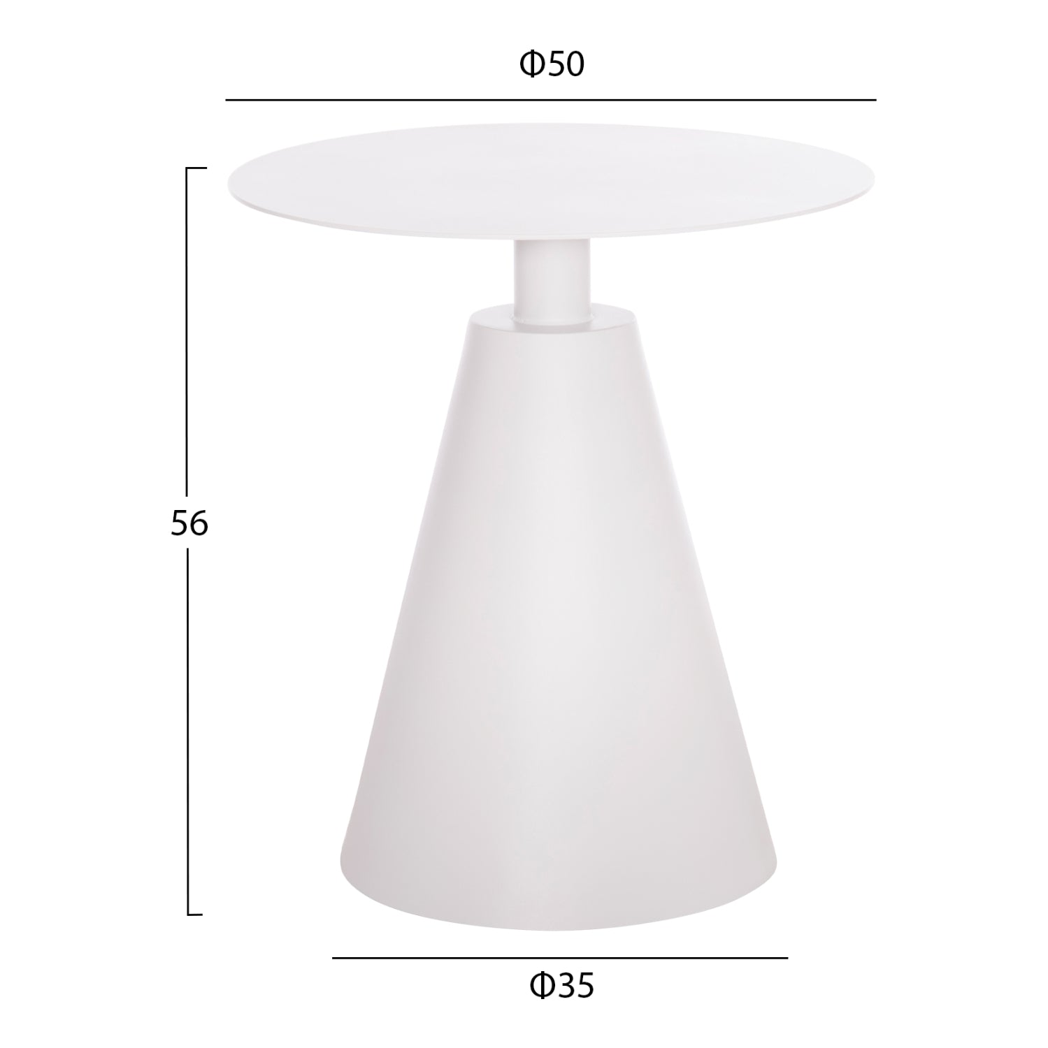 Помощна маса Сара алуминиева бял цвят  Φ50x56