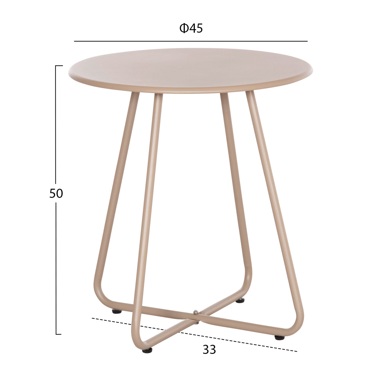 Кръгла метална странична маса  SAMMON капучино φ45x50cм