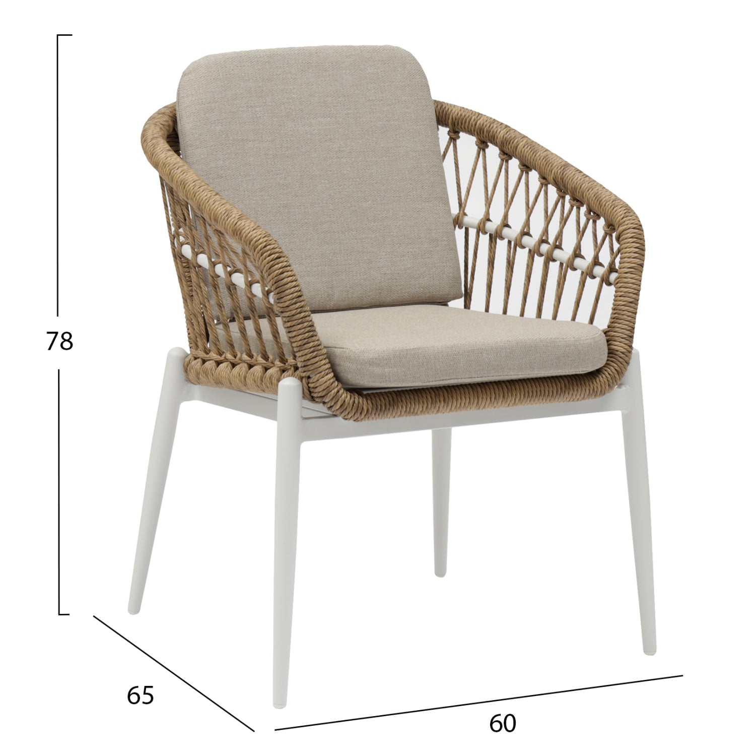 Кресло Калдин цвят бял-натурал 61x65x82
