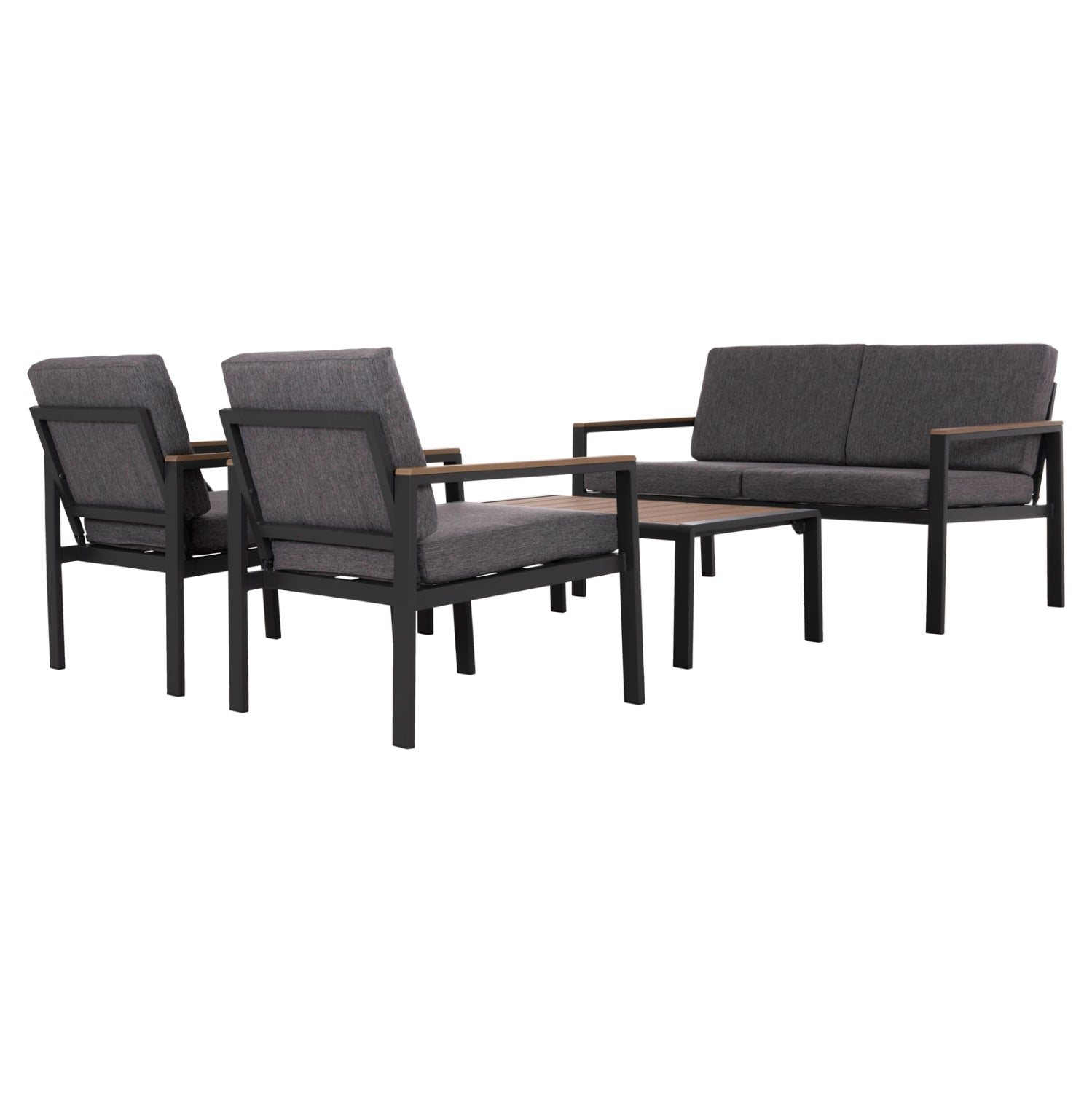 Комплект градински от 4 части Safin алуминий и олефин, тъмно сив - полиуърд с маса 56x100x35