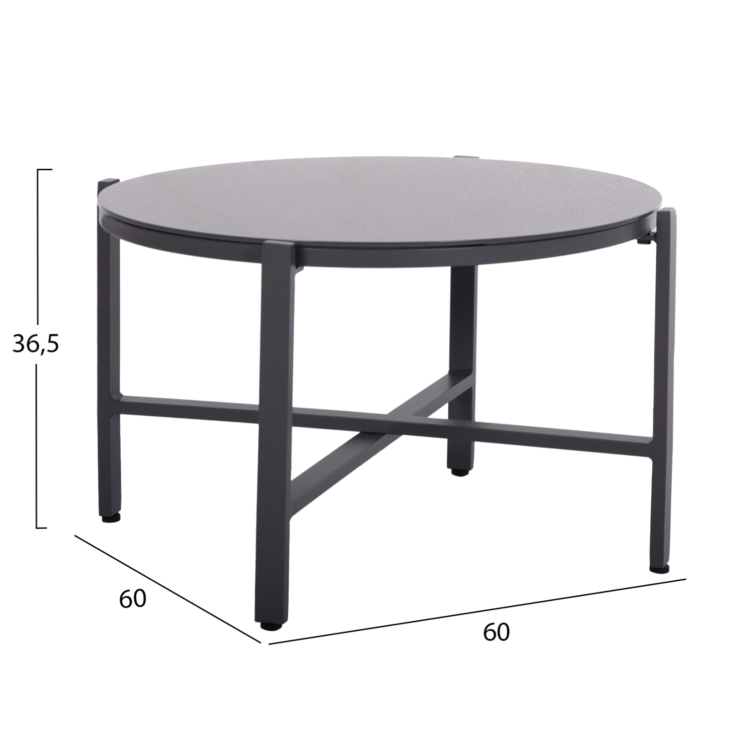 Външен комплект 4бр. Жулиет сив алуминий-текстил--закалено стъкло с маса Φ60x36.5