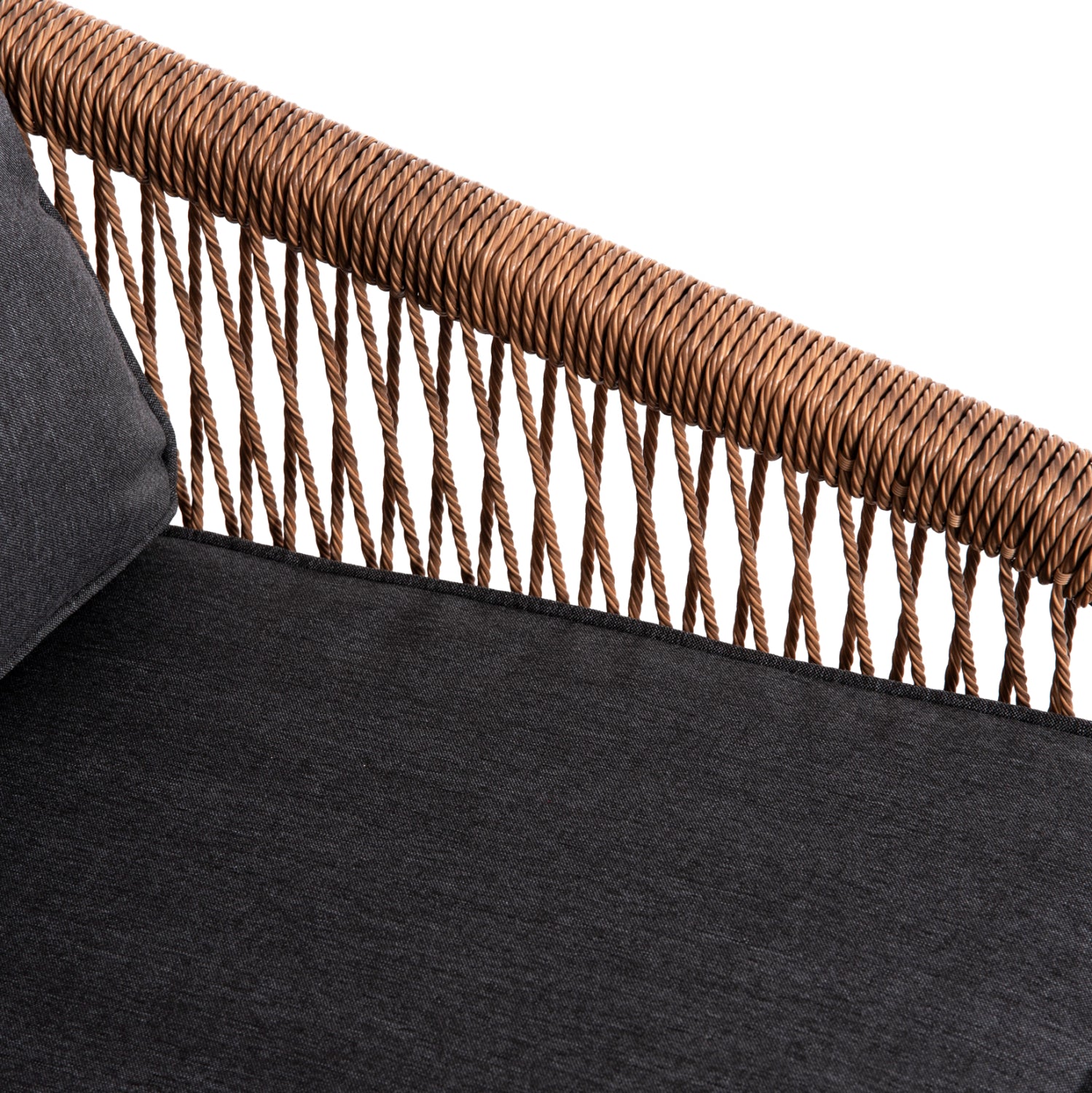 Кресло Мейбъл цвят антрацит алуминий -кафяво въже 67x74x72-87