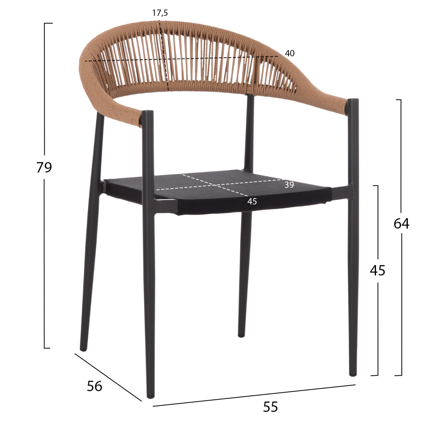 Фотьойл BERG  алуминий и текстил тъмносив  ратан 55x56x79см