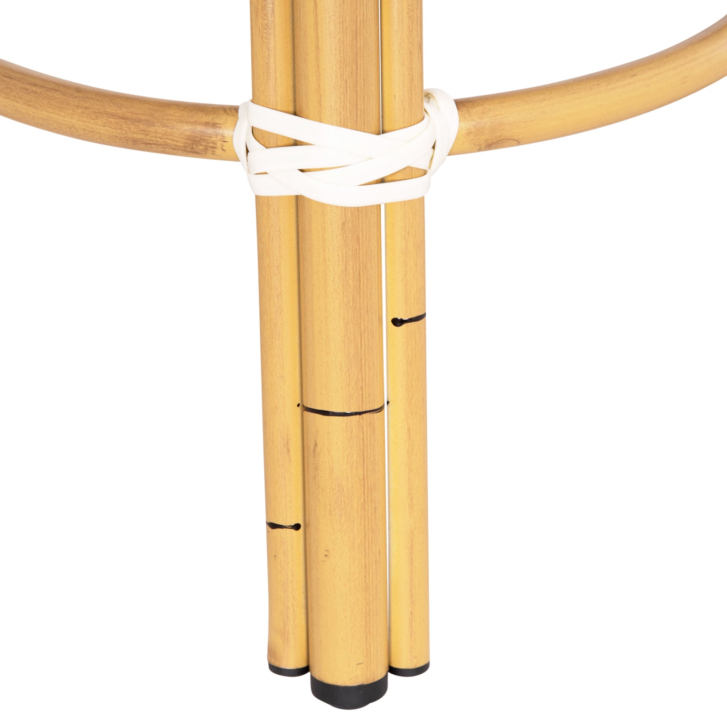 Алуминиева табуретка Сhino с бамбуков вид и текстил, бяло-син цвят φ36x46hcm