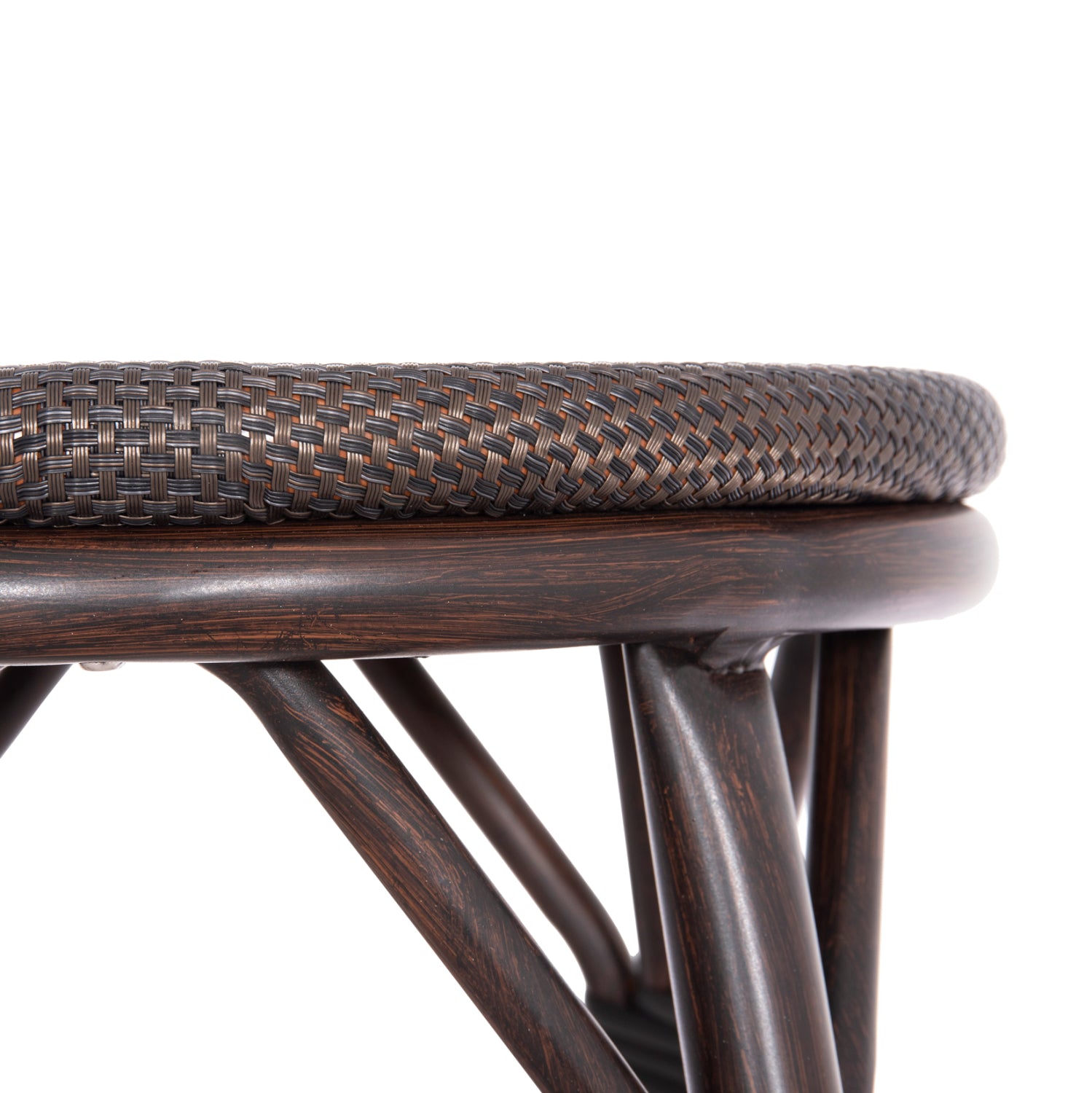 Алуминиев бар стол CHINO с бамбуков дизайн и текстил кафяв 43x43x65см