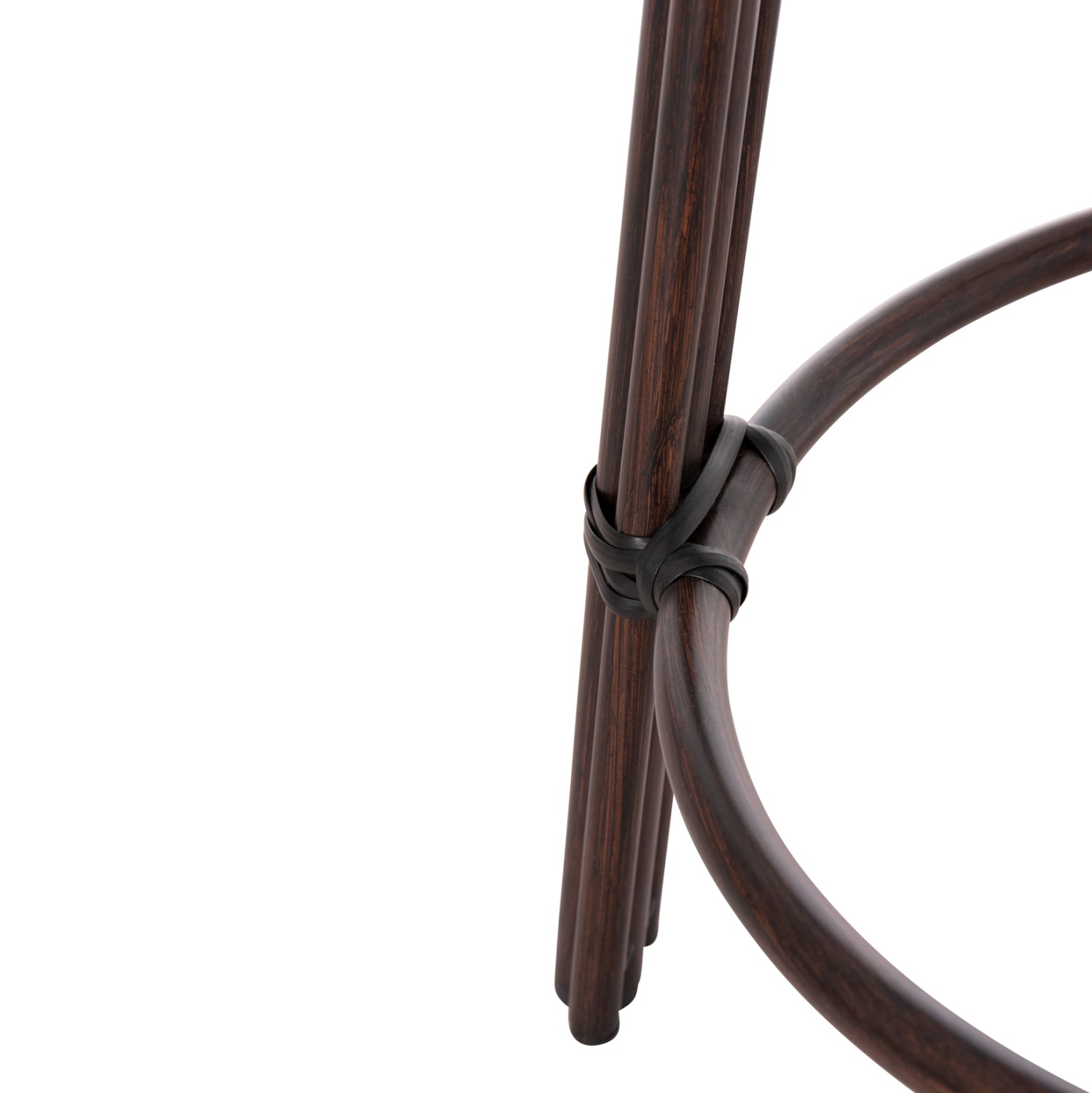 Алуминиев бар стол CHINO с бамбуков дизайн и текстил кафяв 43x43x65см