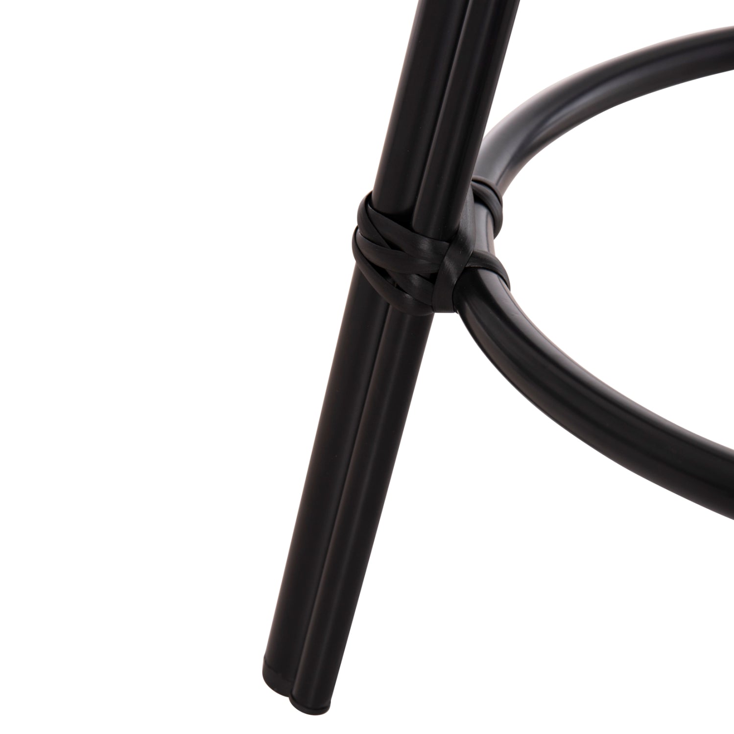 Алуминиев бар стол CHINO  бамбуков вид и черен текстил, 43x43x65см