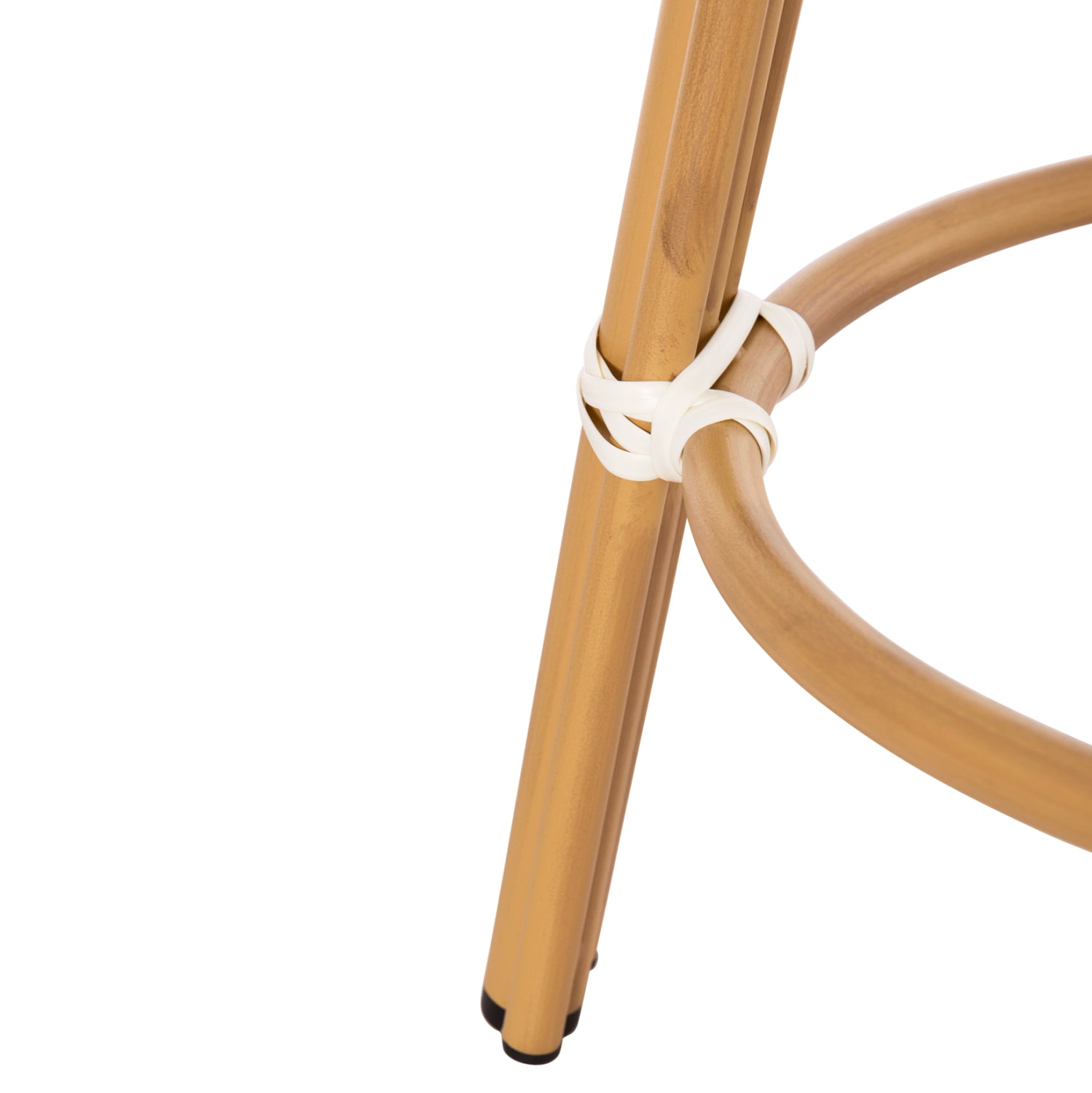 Алуминиев бар стол CHINO с бамбуков вид и текстил черен 43x43x65см