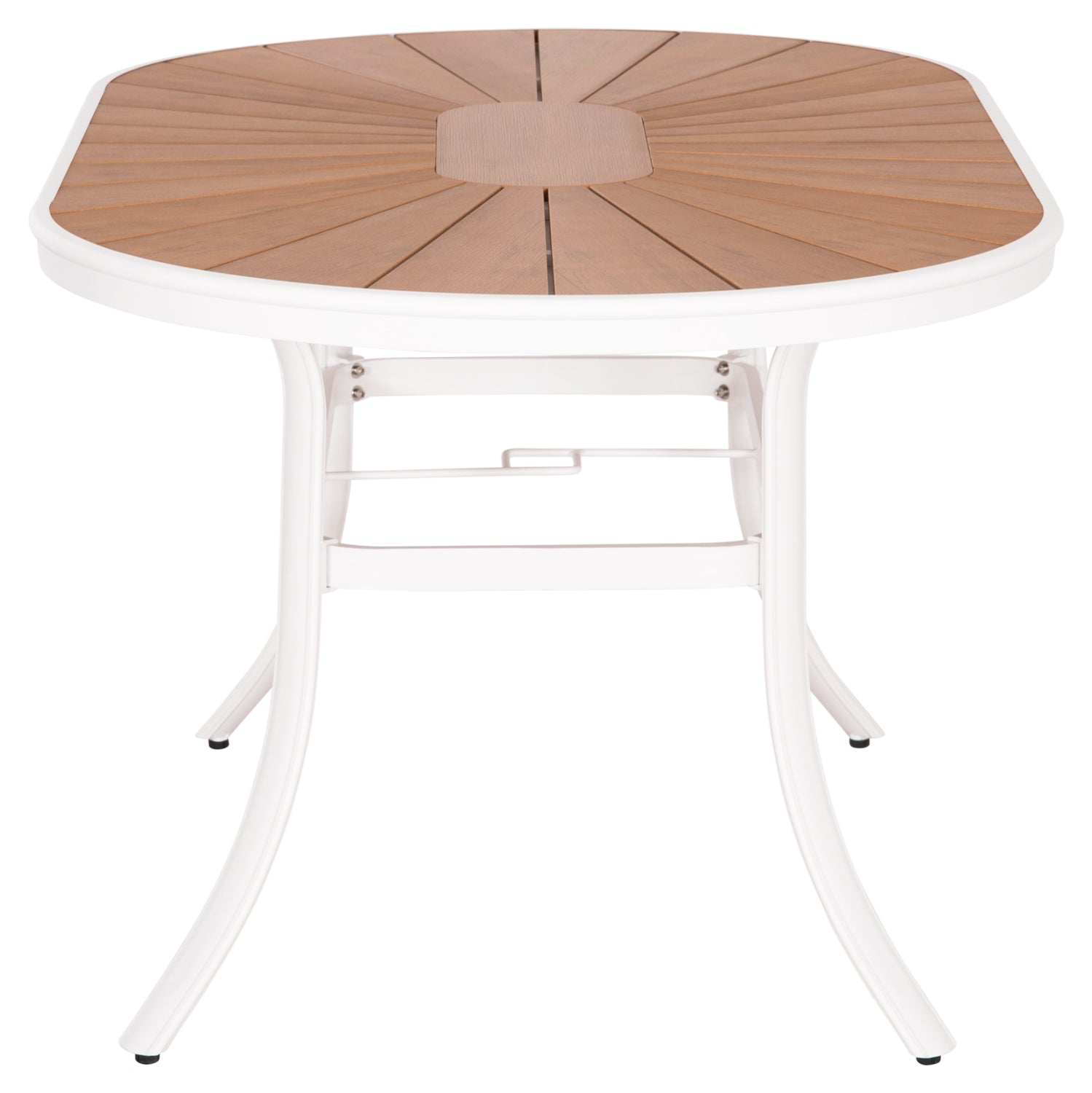 Градинска маса Telamo, бяла, алуминиева и полидървесен плот, 160x90x73.5 см