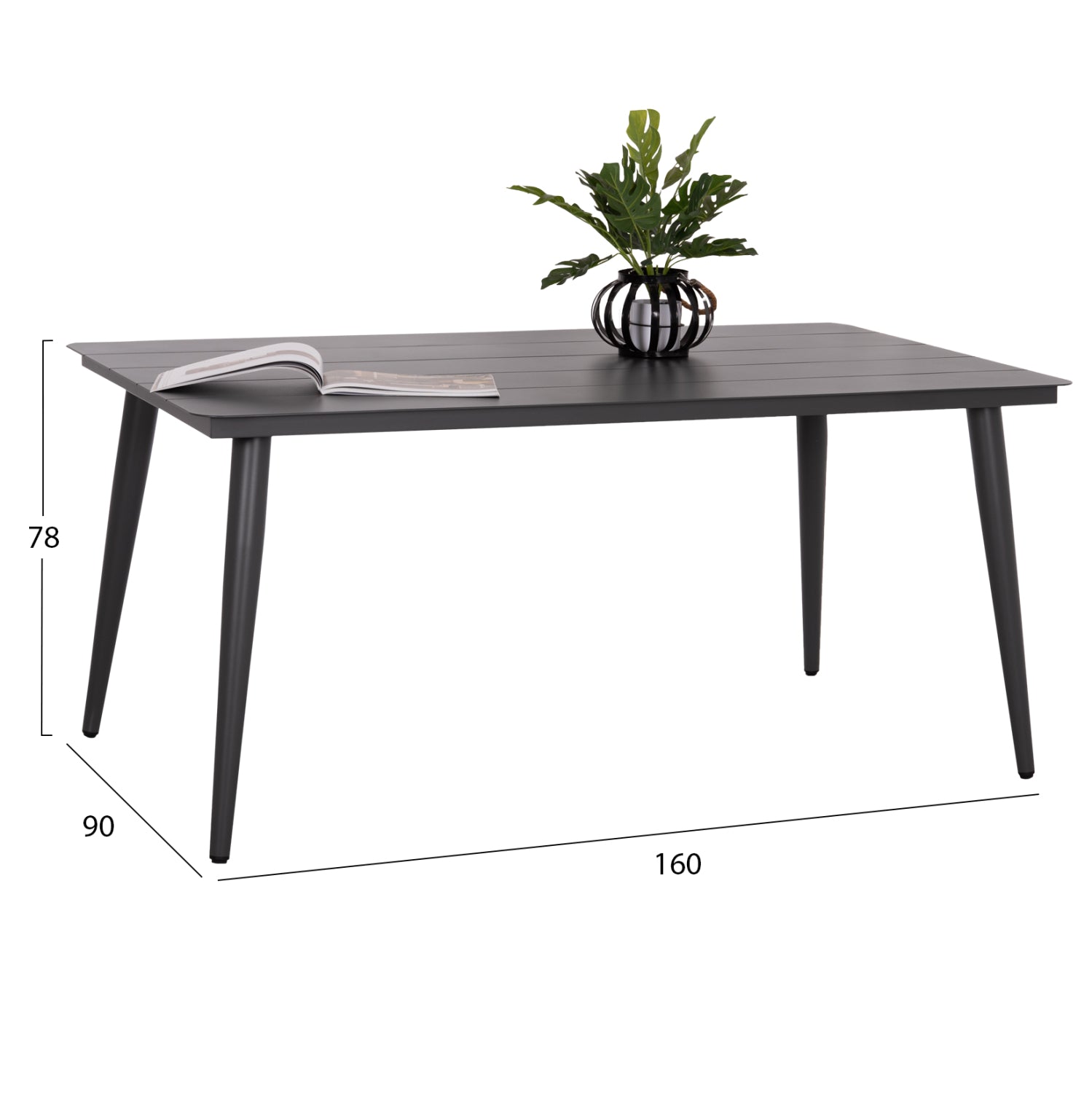 Алуминиева маса правоъгълна  HIGER сива 160х90х78см