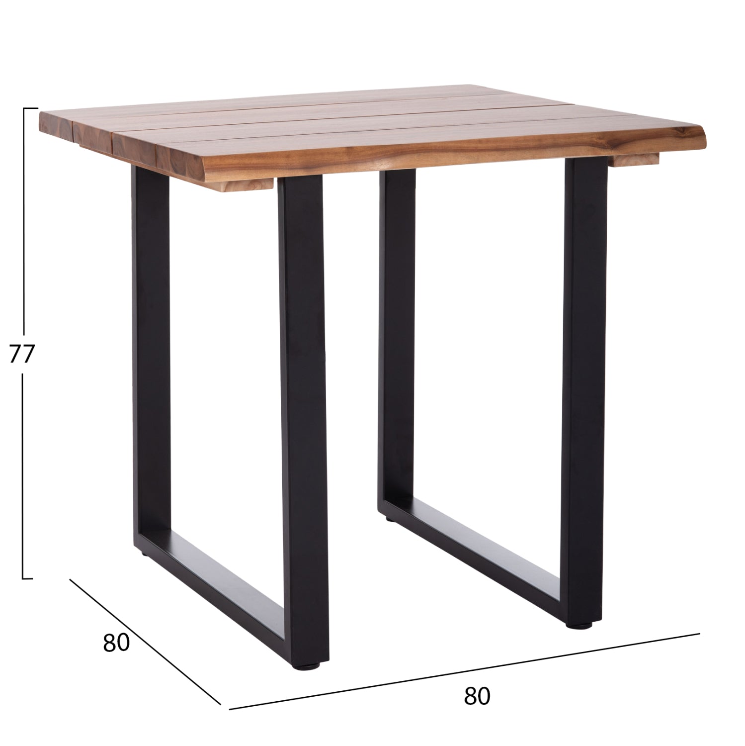 Трапезна маса Friggo акациево дърво--метални крака 80x80x77см.