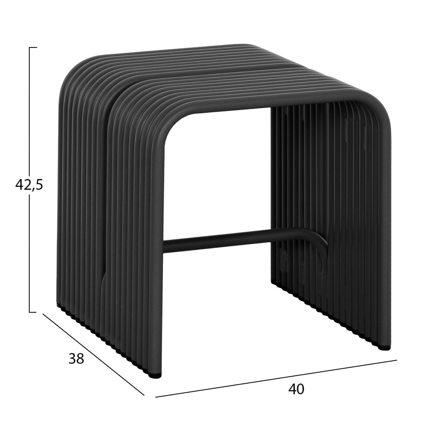 Табуретка INTREPID алуминиев в черно 40x38x42.5всм.