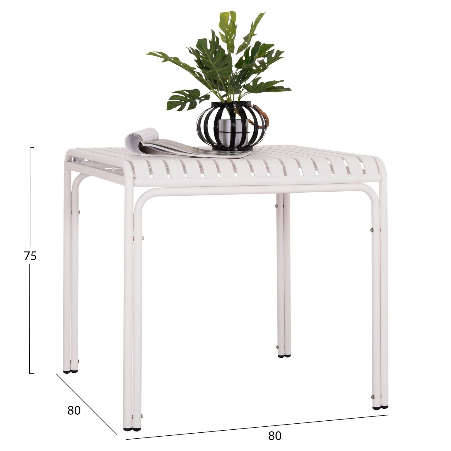 Квадратна алуминиева маса  RACHEL бяла  80x80x75см.