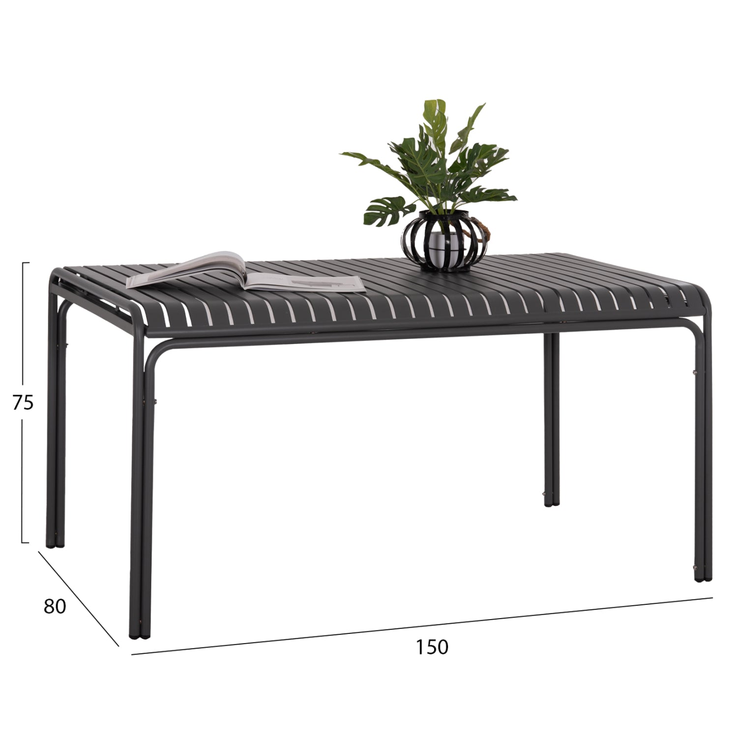 Алуминиева маса RACHEL  сива 150x80x75см.