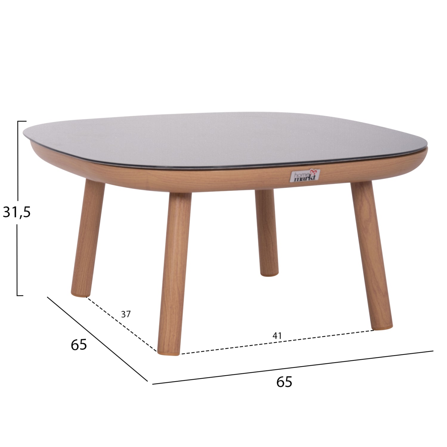 Комплект  KROM 4 части алуминий/въже цвят натурал-бежов с маса 120x65x31,5