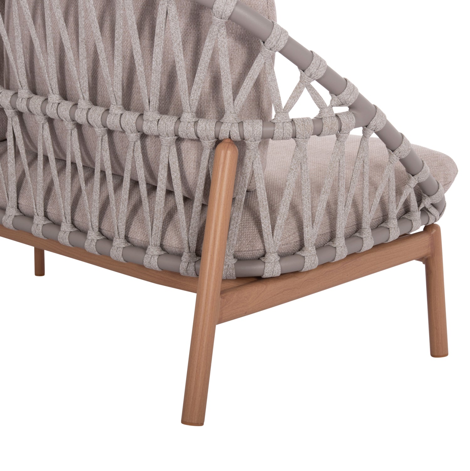 Комплект  KROM 4 части алуминий/въже цвят натурал-бежов с маса 120x65x31,5