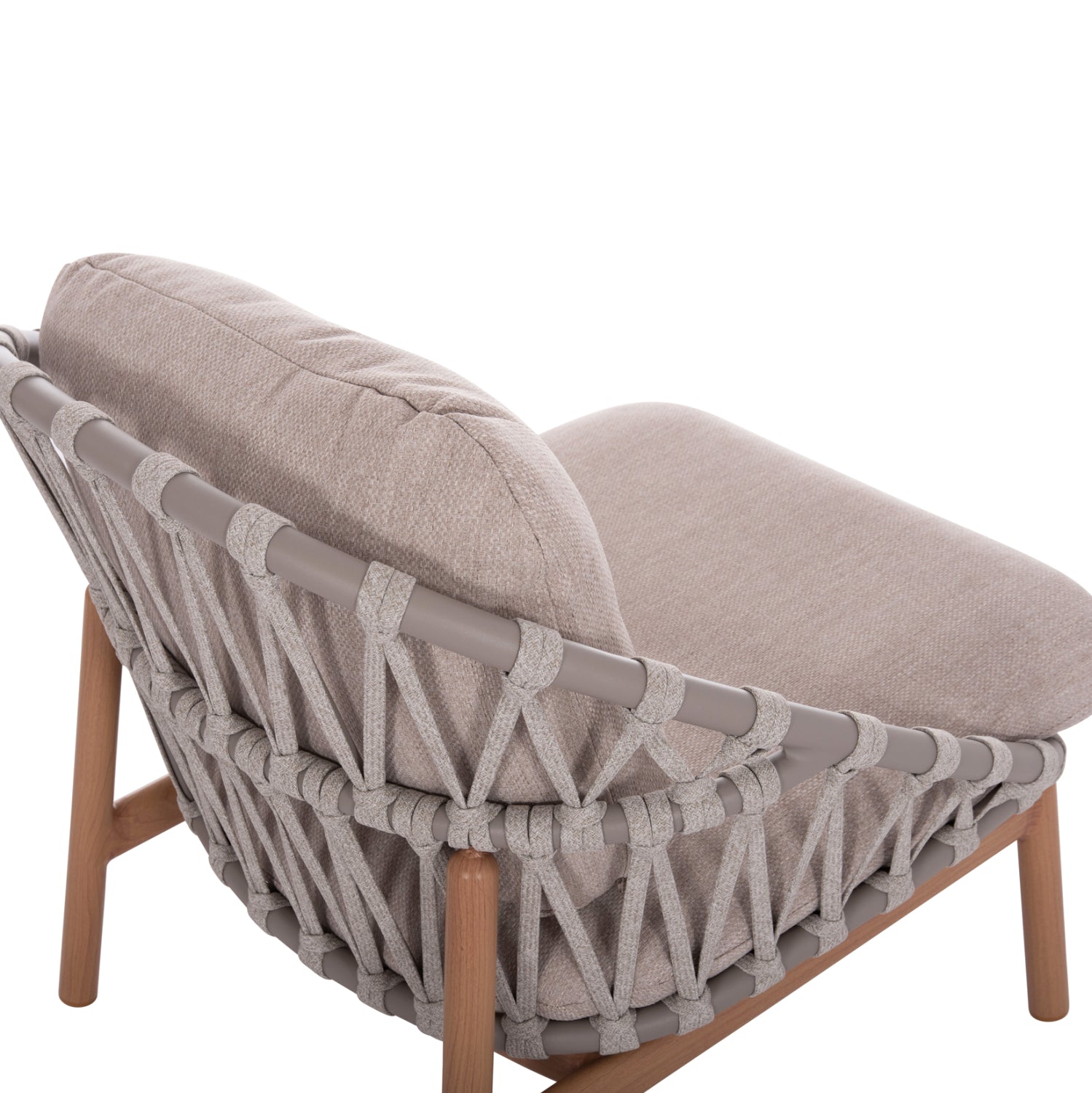 Комплект  KROM 4 части алуминий/въже цвят натурал-бежов с маса 120x65x31,5