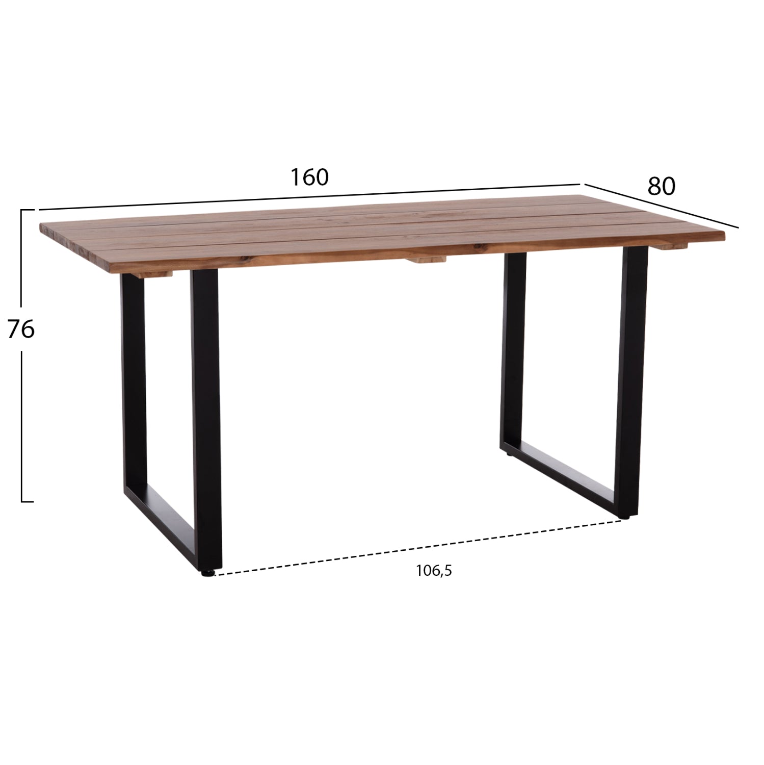 Трапезна маса FRIGGO акациево дърво дебелина на повърхността 2.6cm- 160x80x76h