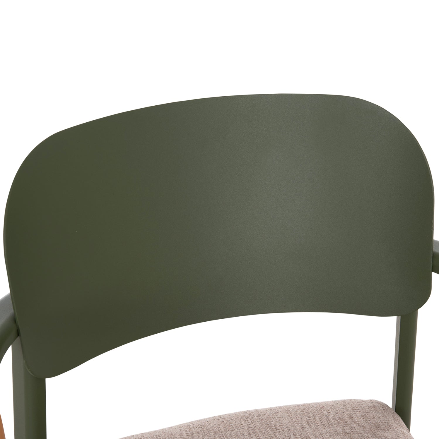 Трапезен стол  ELARA зелен алуминий-бежов, олефинов плат -- тиково дърво, 56x62x78всм.