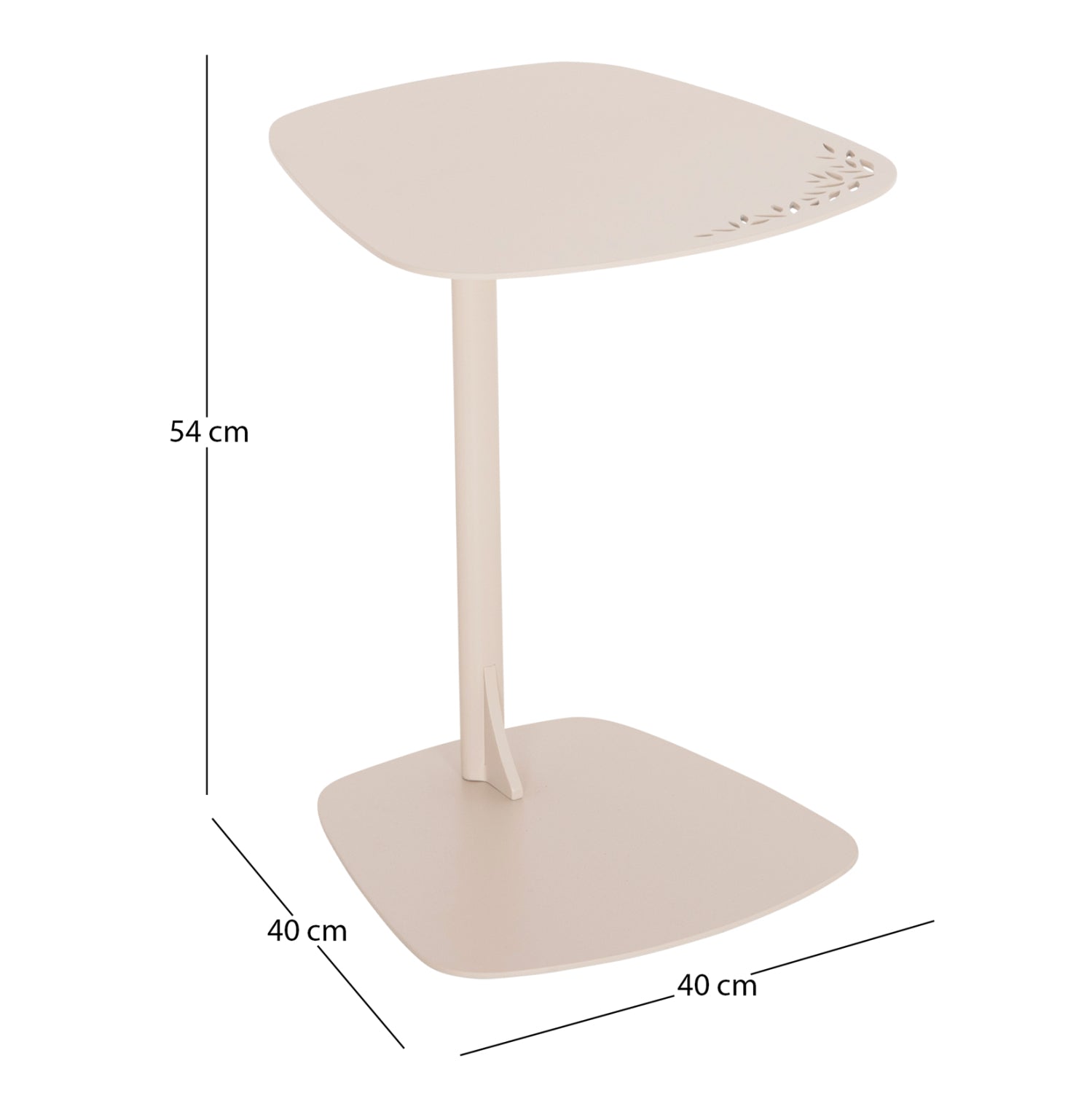 Странична маса SOFFBORD от софборд от алуминий в цвят слонова кост 40x39x53см