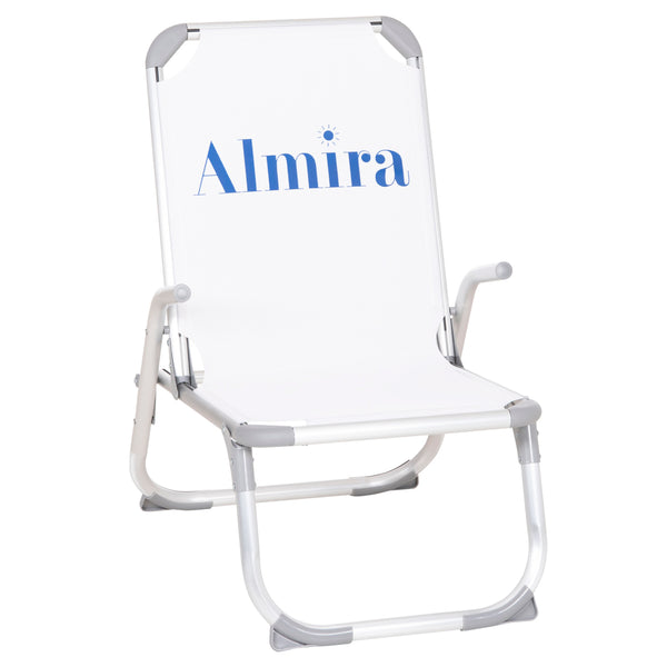 Плажен стол ALMIRA от издръжлива алуминиева сплав, бял текстил  53x68x80см