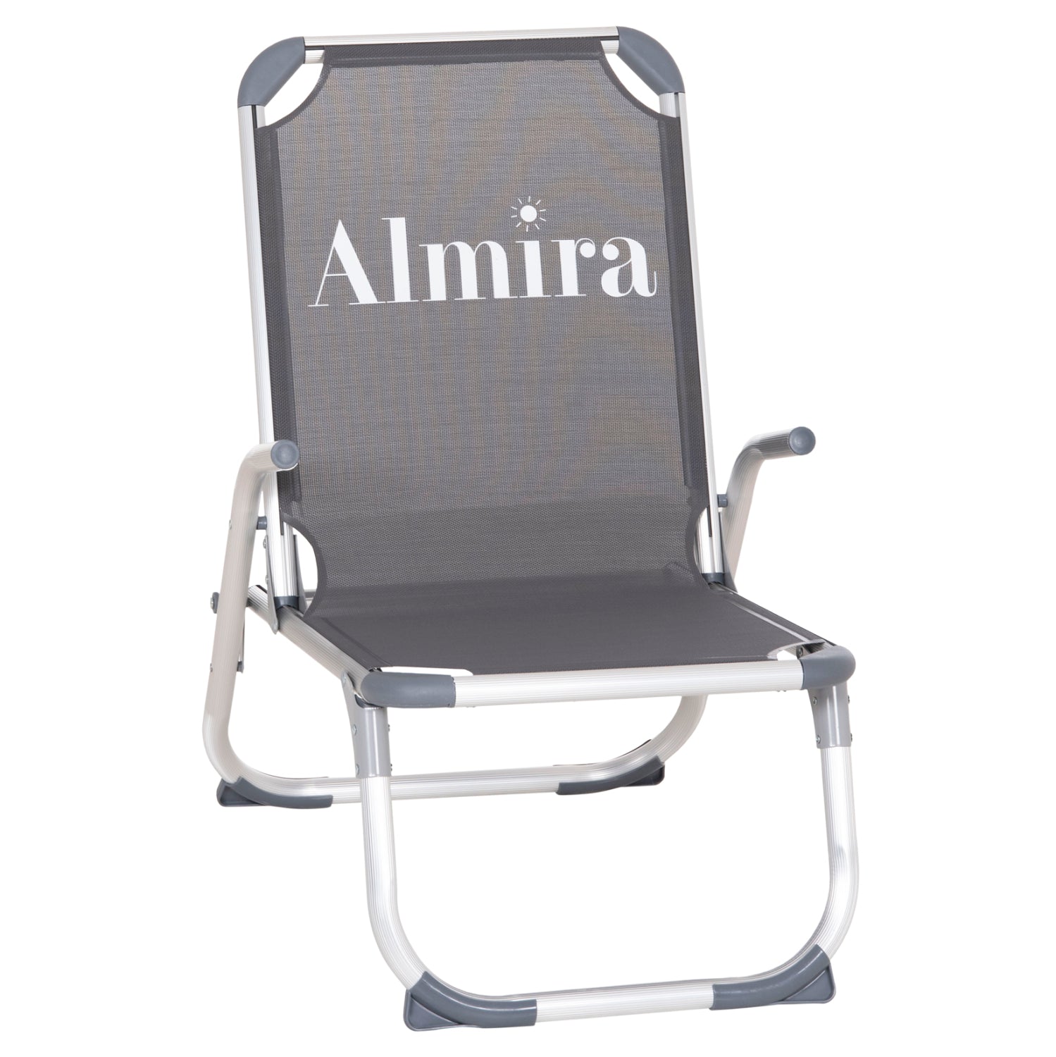 Плажен стол ALMIRA сив текстил 53x68x80см