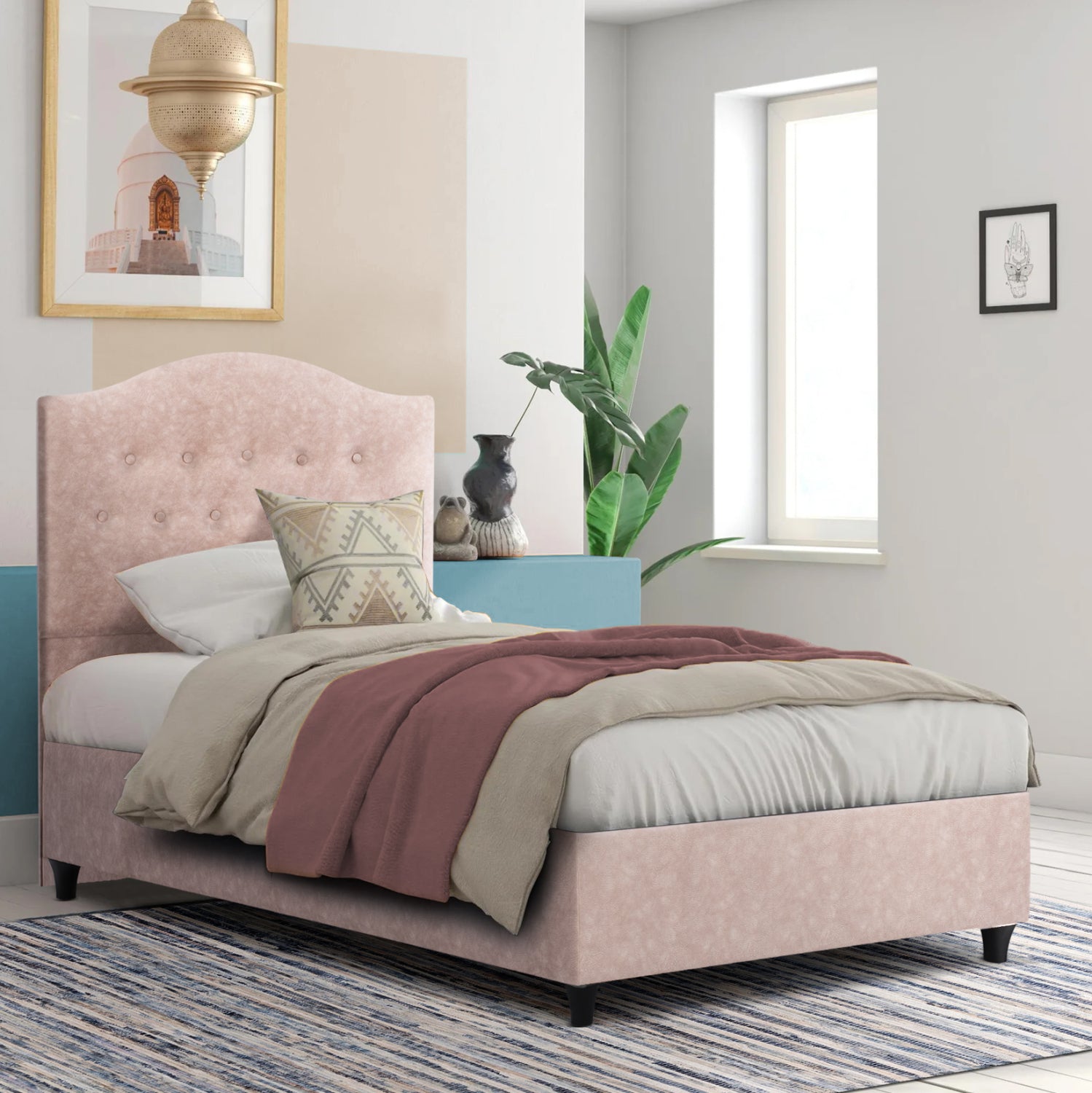 Легло MALENA бежов цвят 90x200 см