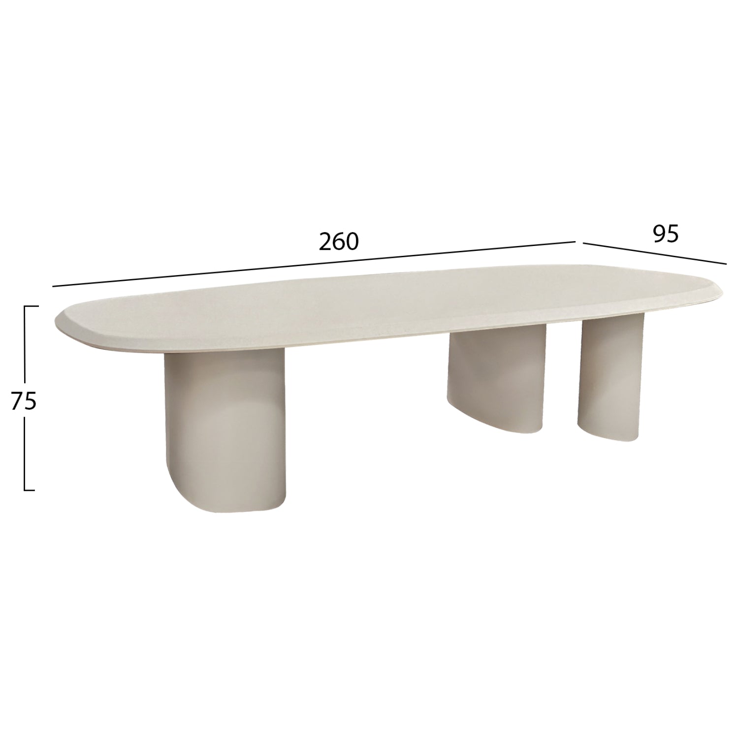 Трапезарна маса oval glen фибро цимент в бежово 260x95x75всм