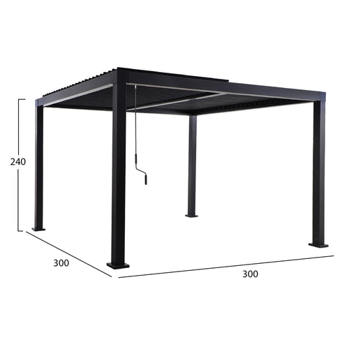Биоклиматична алуминиева пергола premium franio черна 300x300x240всм.
