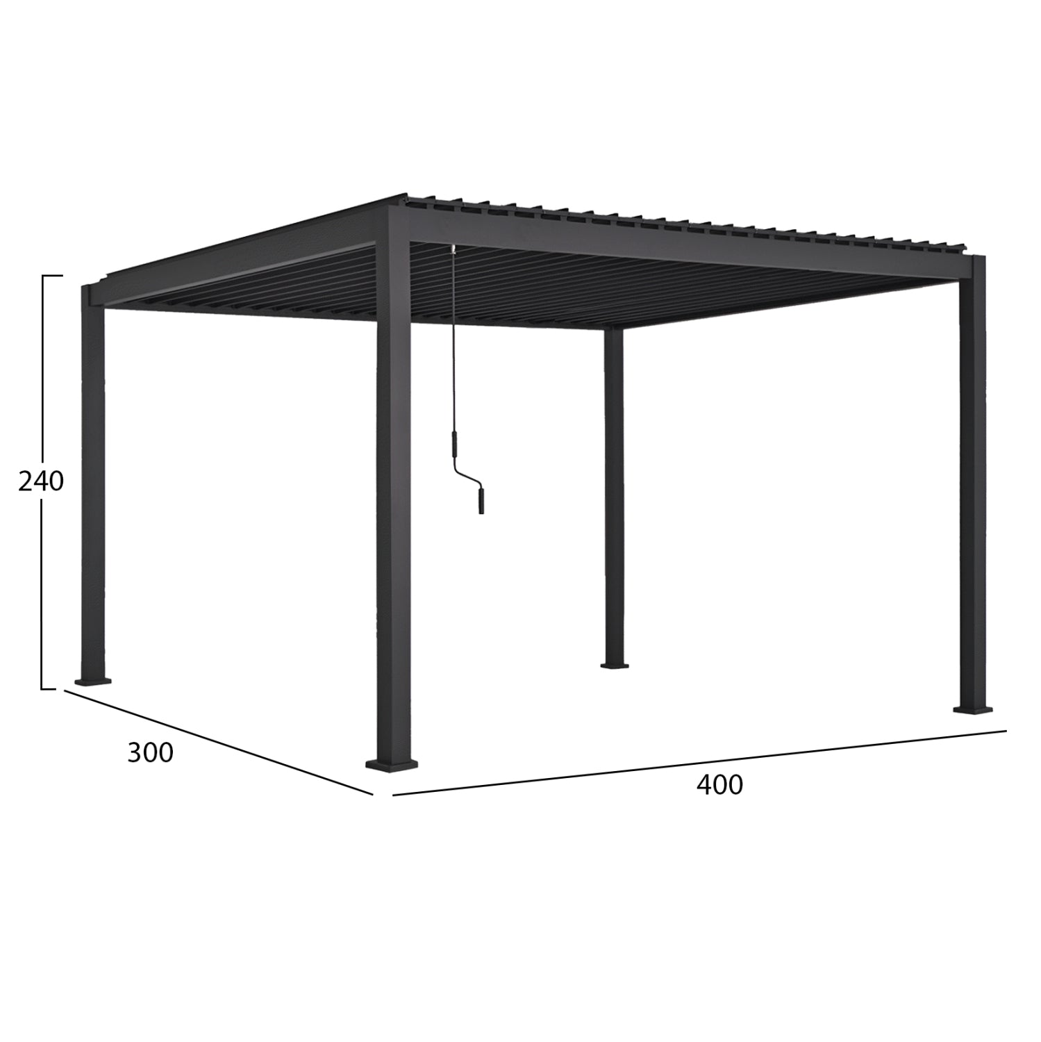 Биоклиматична алуминиева пергола с железни жалузи - 300x400x240 см