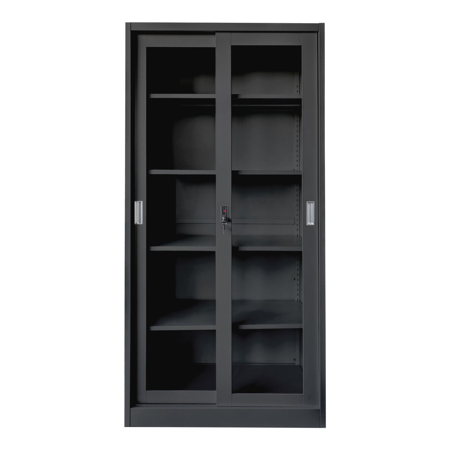 Метална библиотекарка с плъзгащи се врати, черна, 90x40x185всм